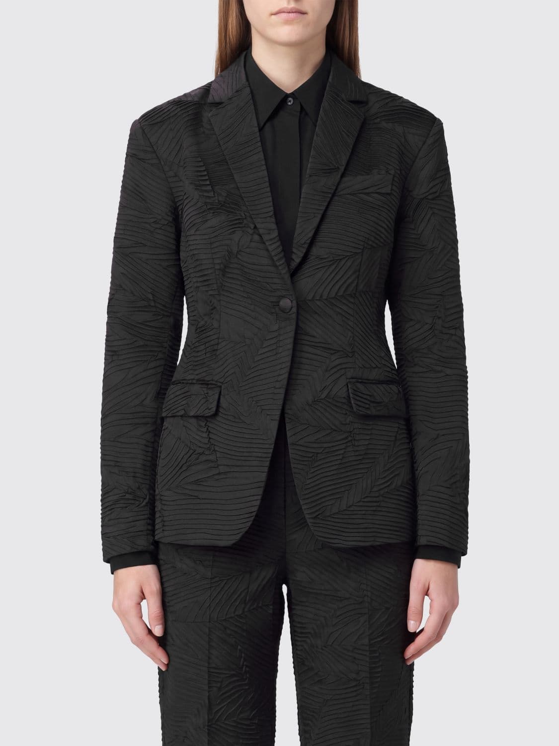 Ulla Johnson Single-Breasted Cropped Pleated Blazer with Peak Lapels