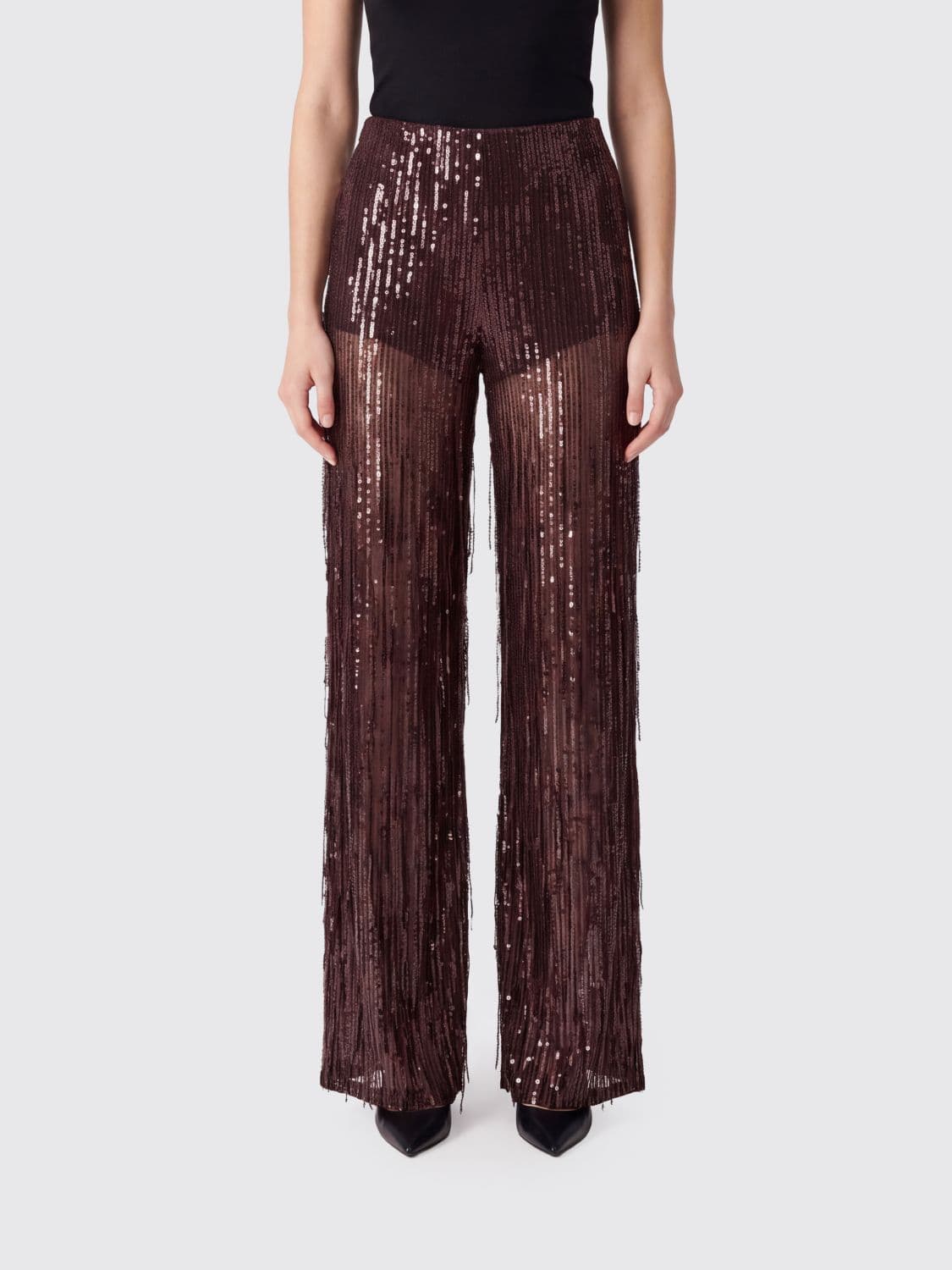 Federica Tosi High-Waisted Straight-Leg Trousers Covered in Sequins