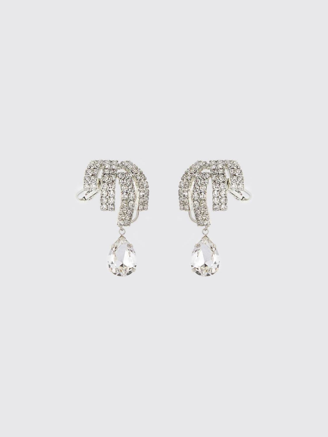 Magda Butrym Crystal Embellished Pendant Earrings in Chrome-Plated Brass