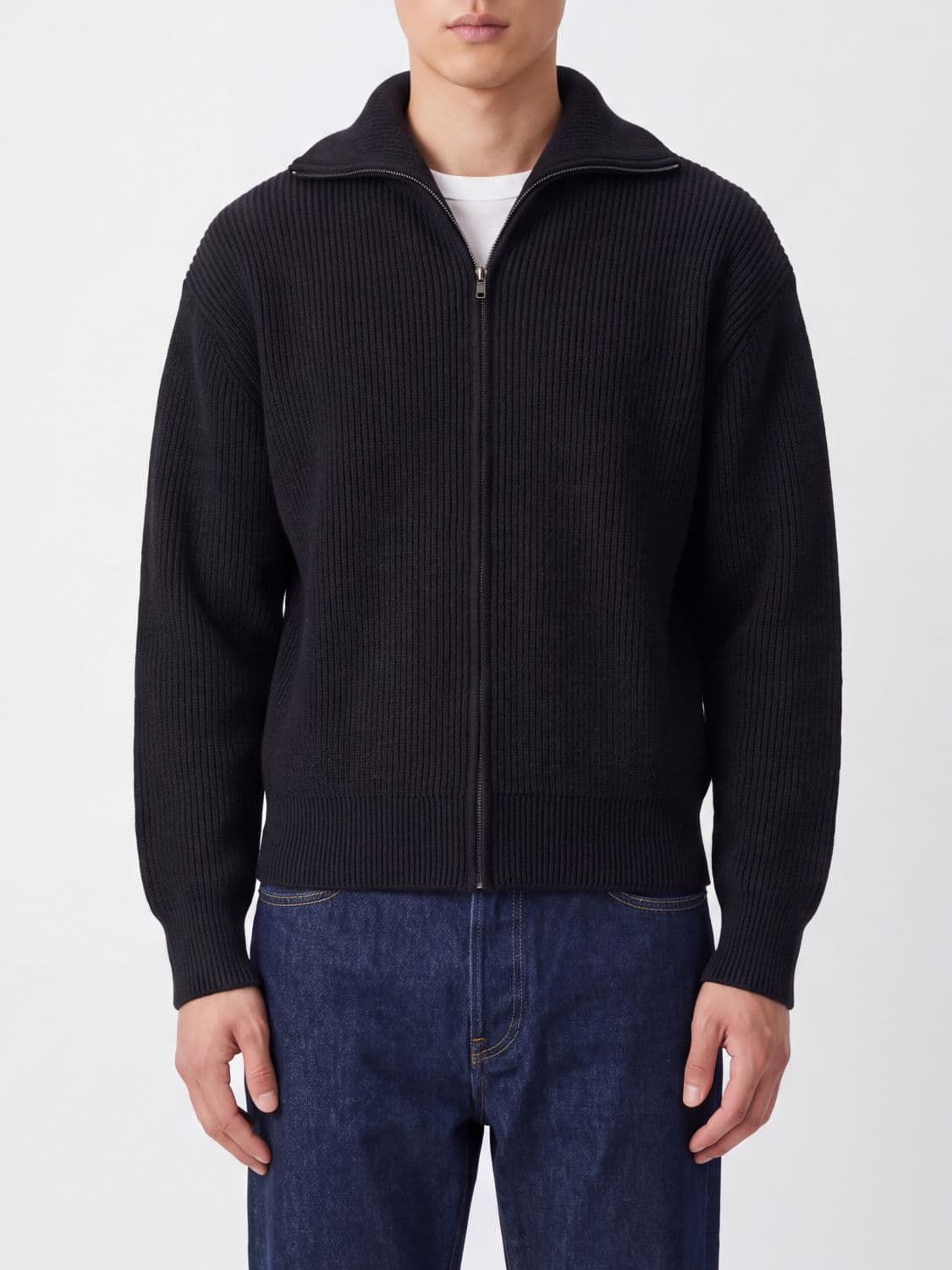 Lemaire High-Neck Zipped Wool Cardigan