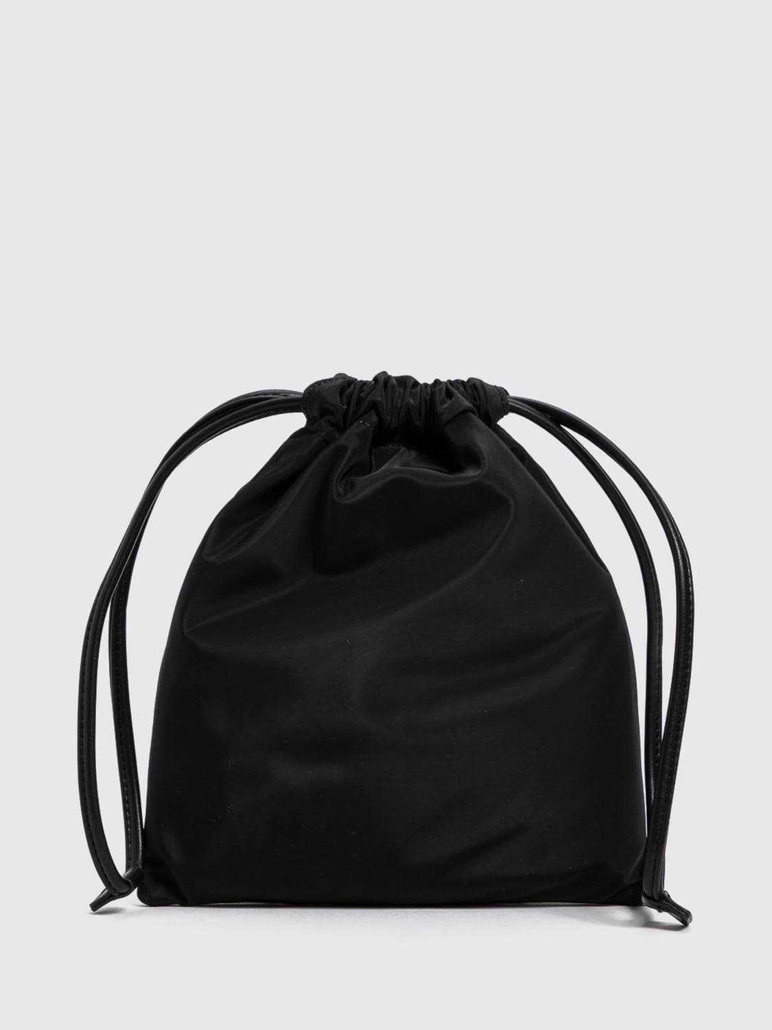 Twinset Satin Mini Bucket Bag with Crystals and Drawstring