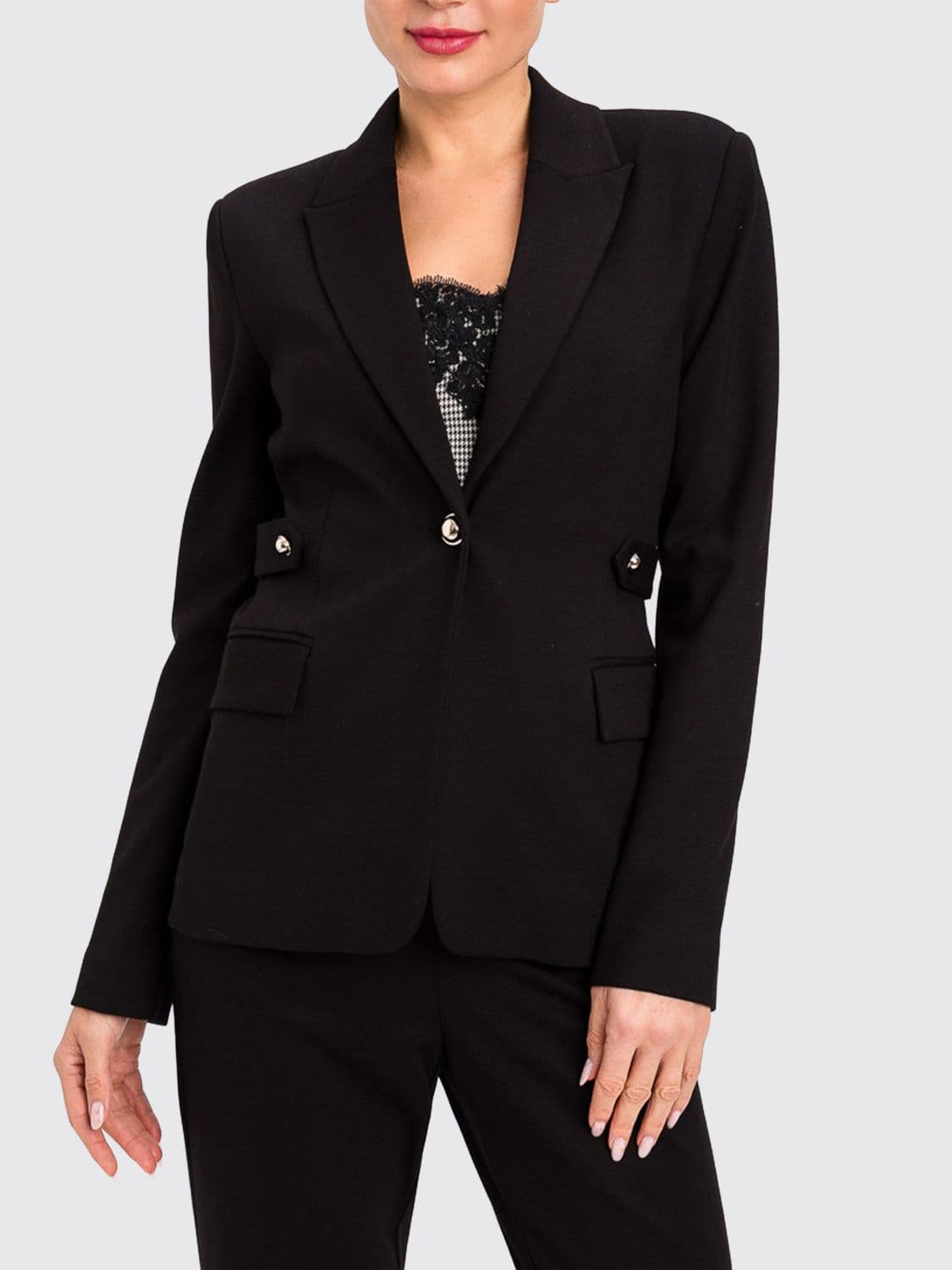 Actitude Twinset Single-Breasted Cropped Blazer in Viscose Blend