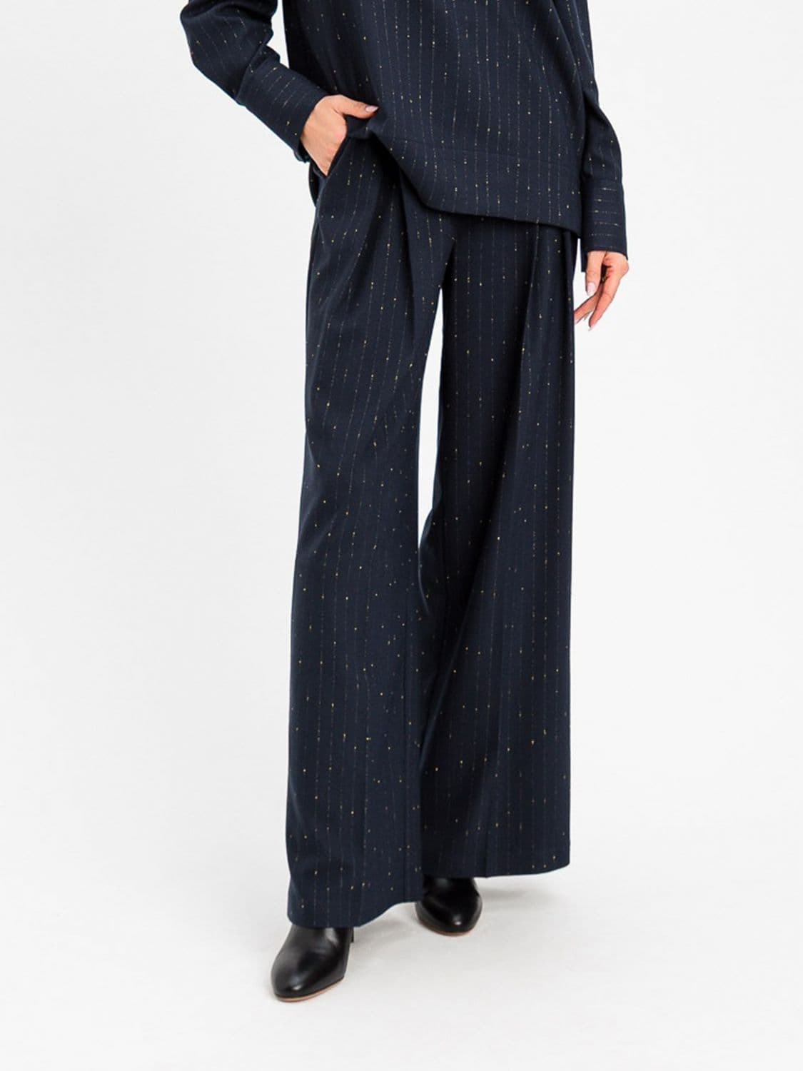 Actitude Twinset High-Waisted Pinstripe Wide-Leg Crêpe Trousers