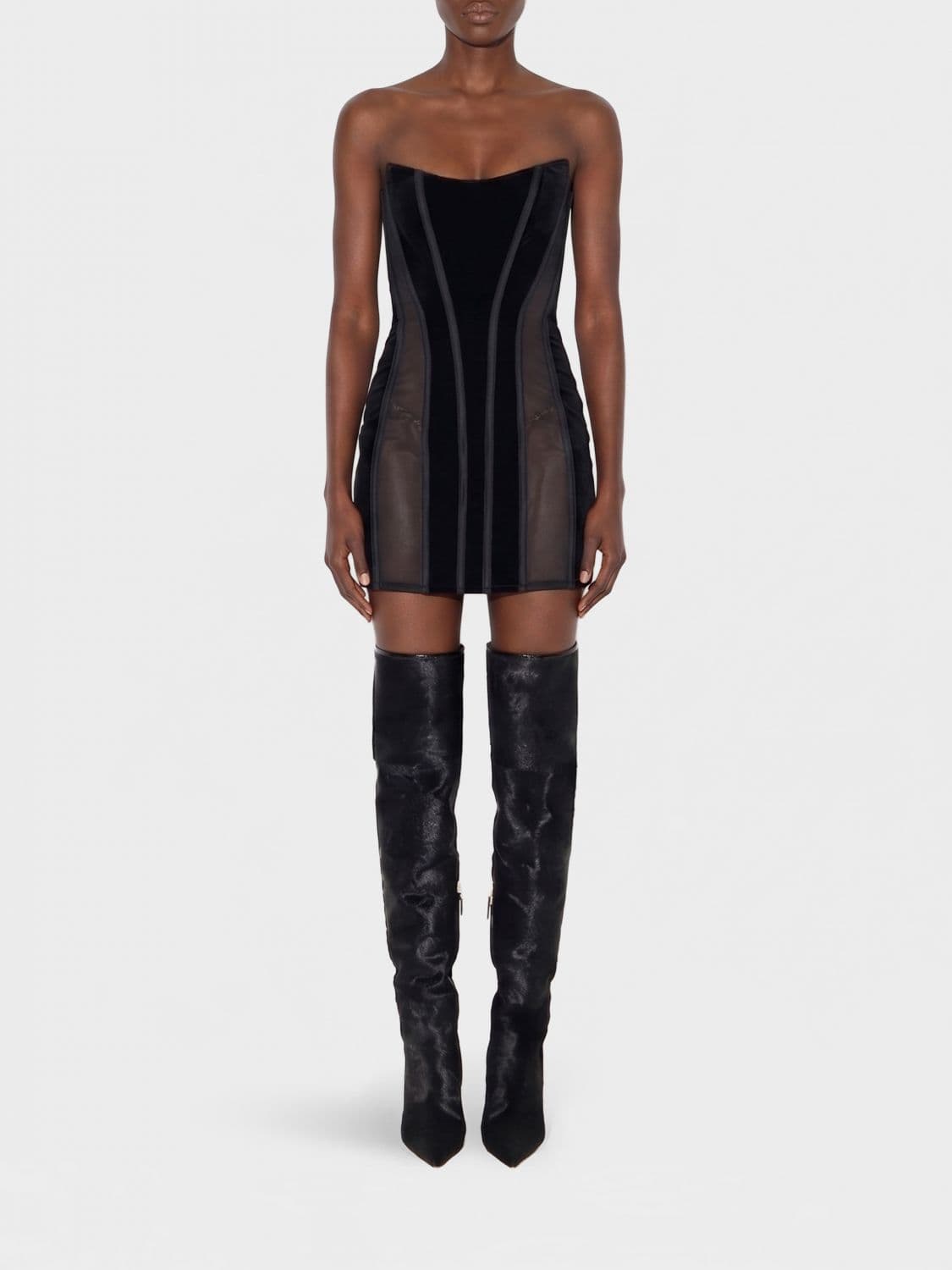 Elisabetta Franchi Off-The-Shoulder Crêpe Bustier Mini Dress