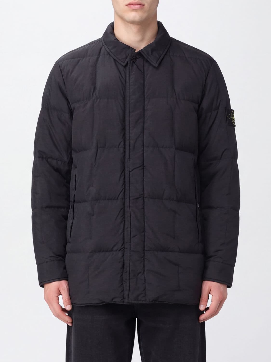 Stone Island Padded Down Jacket in Recycled Nylon with Iconic Compass Logo