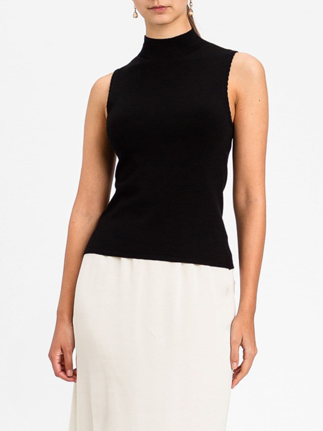 Twinset Sleeveless Roll Neck Top in Viscose Knit with a Slim Fit