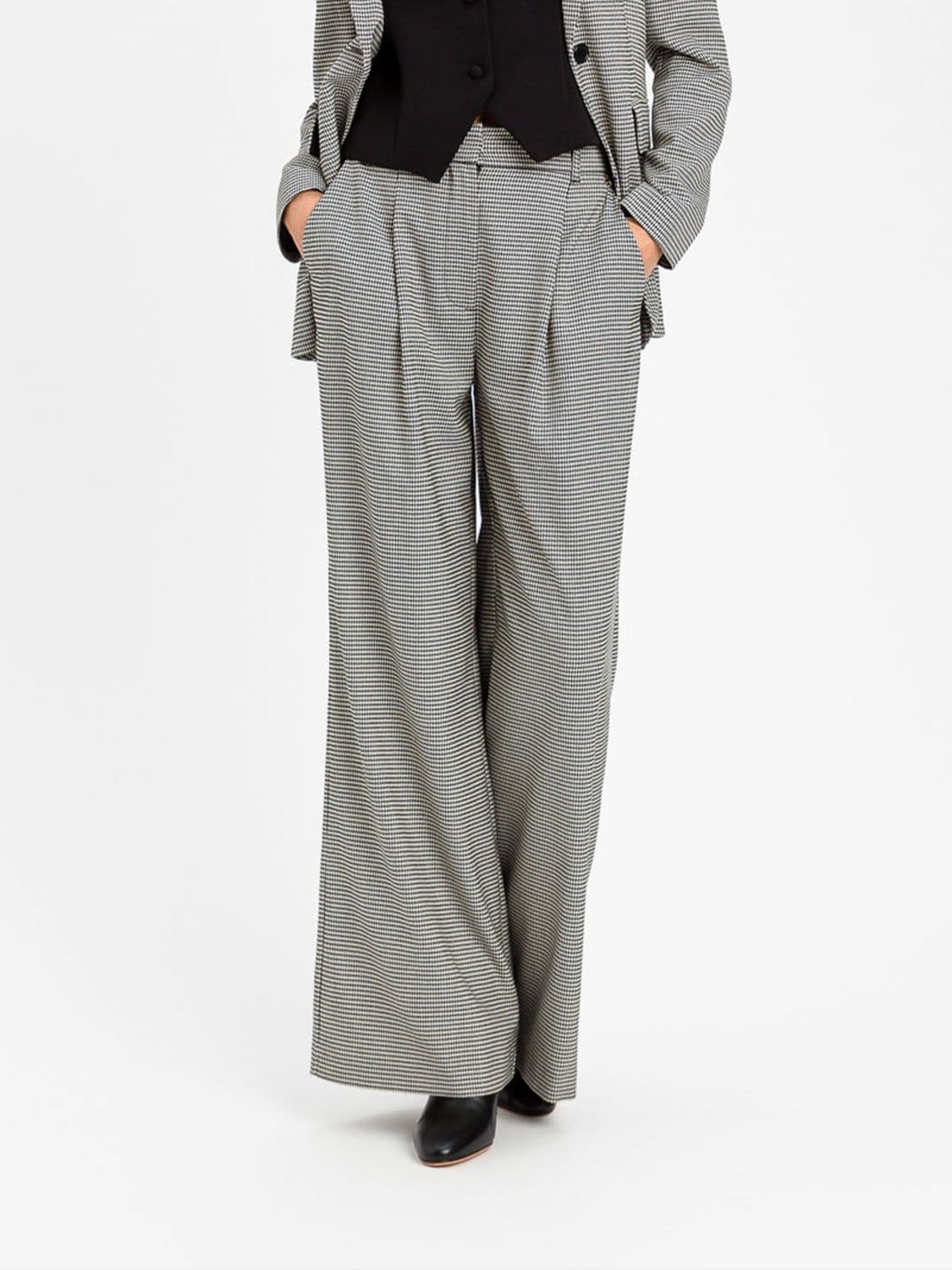 Actitude Twinset Houndstooth Wide Leg Tailored Trousers