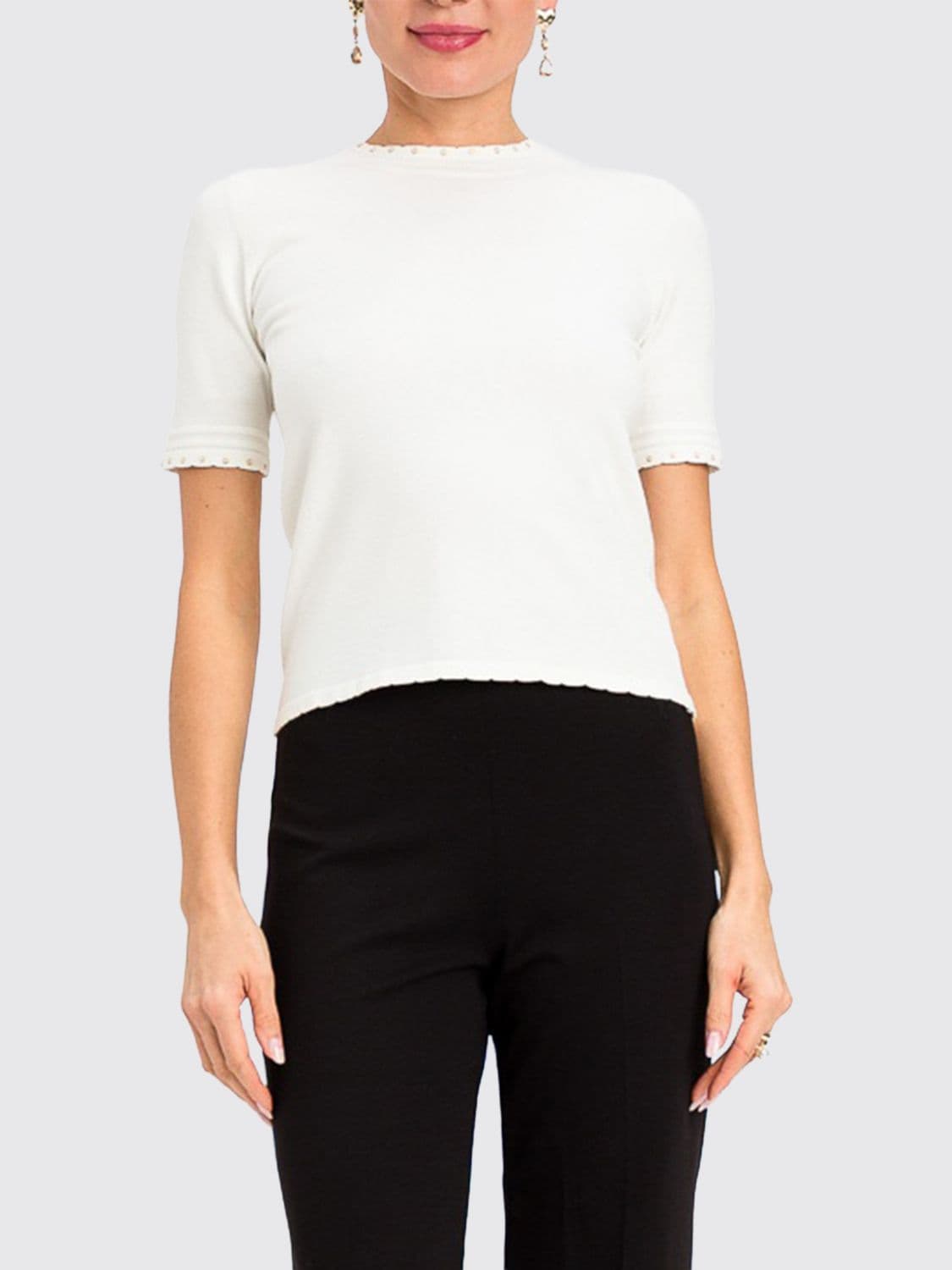 Twinset Studded Slim Fit Knit Top in Viscose Blend