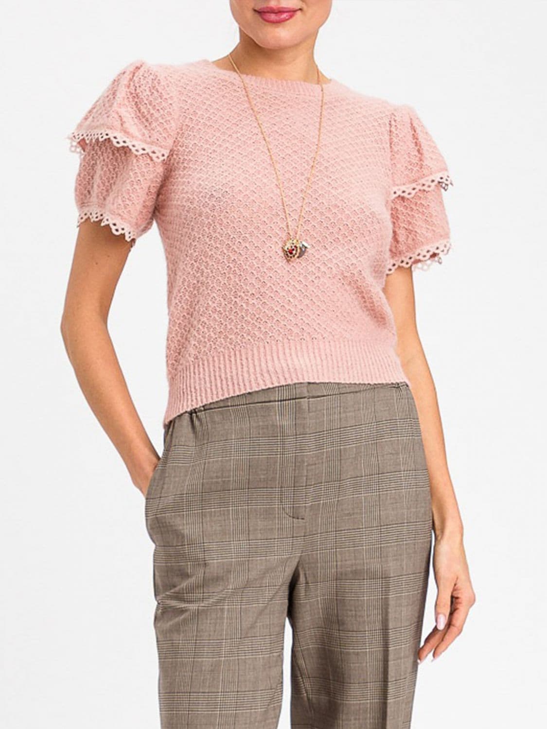 Twinset Wool Blend Jumper with Short Puff Sleeves