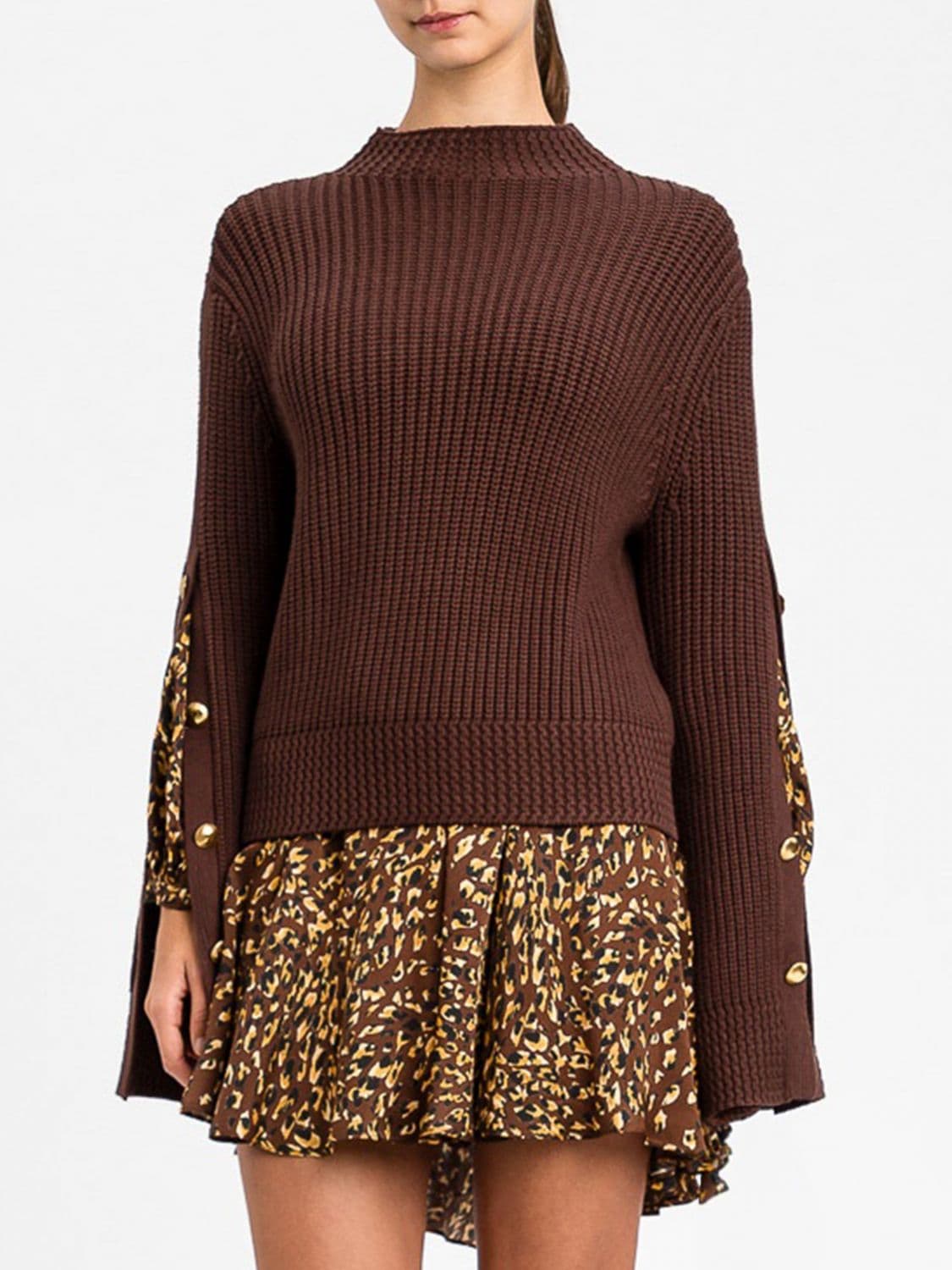 Twinset Viscose Blend Mock Neck Jumper with Metal Buttons