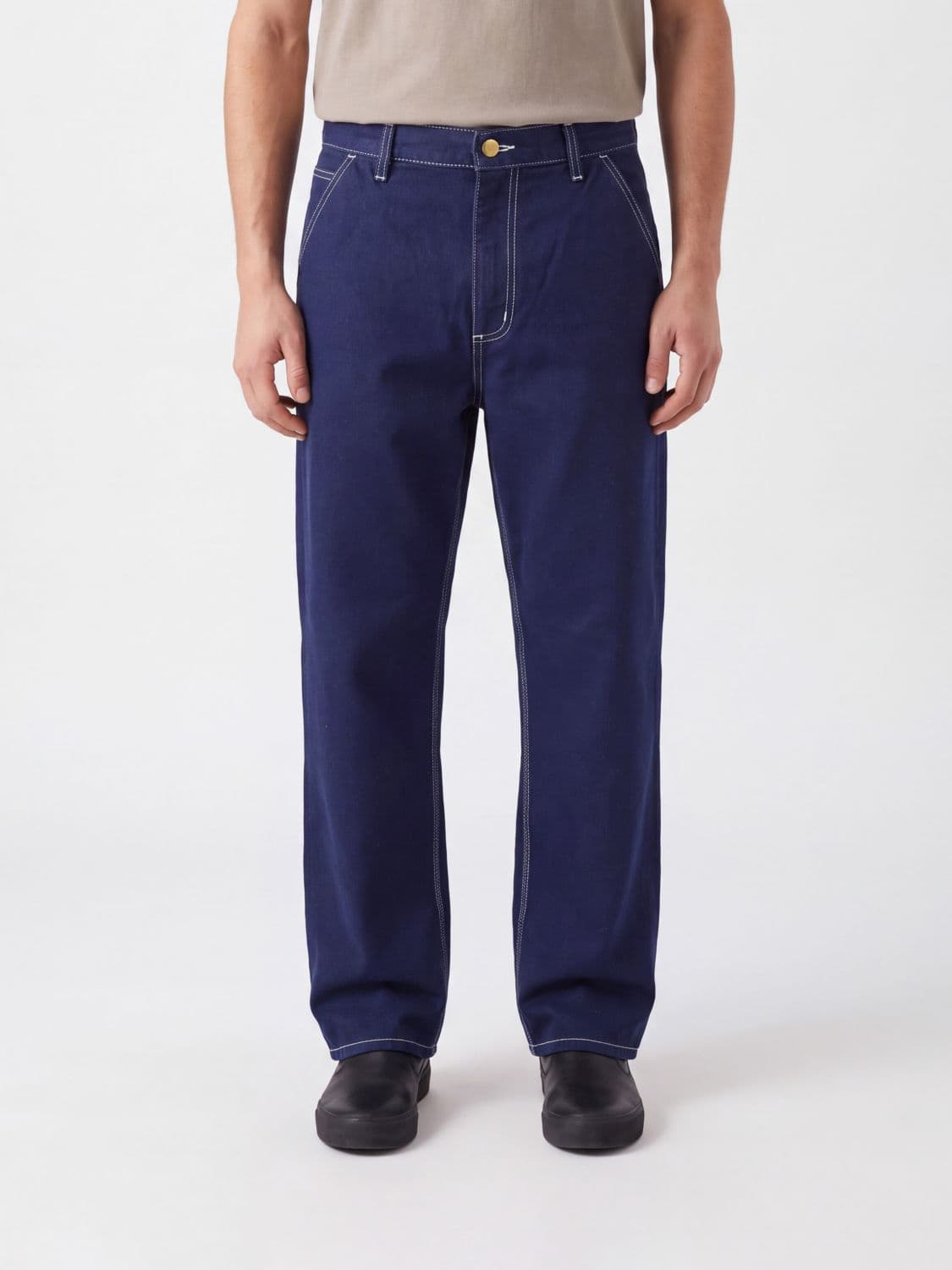 Carhartt Wip Simple Wide-Leg Jeans in Blue Cotton Denim