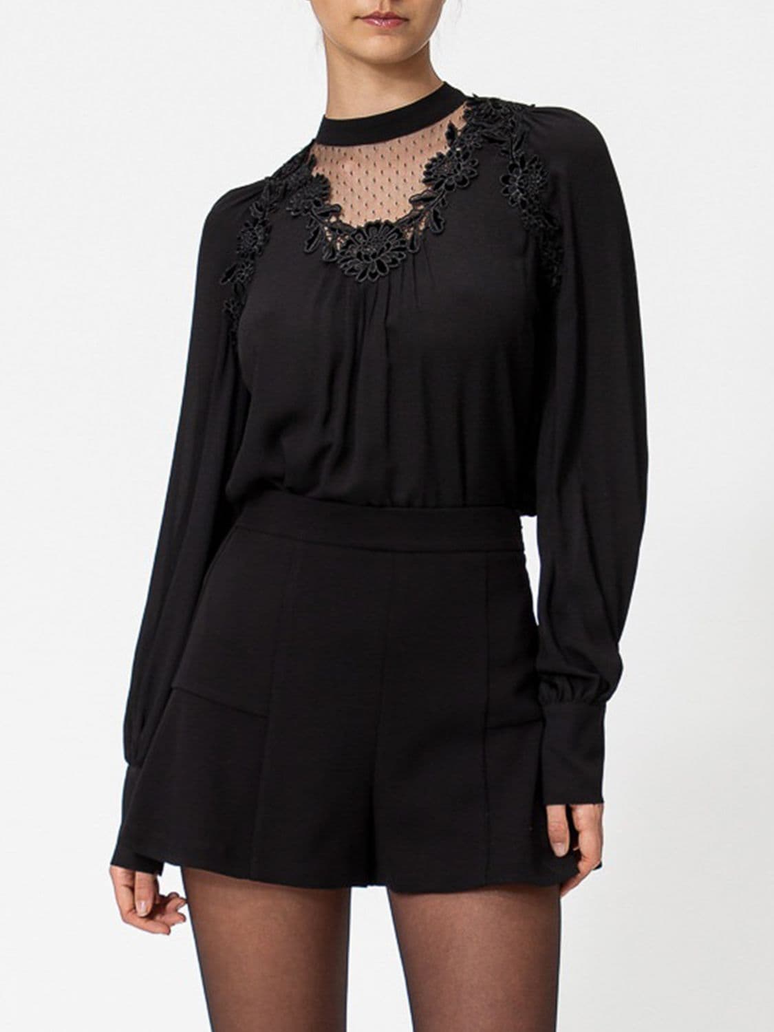 Twinset Long-Sleeved Viscose Blouse with Lace Inserts