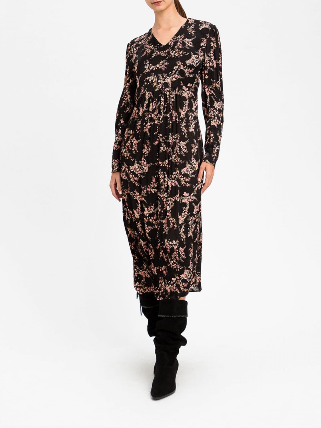 Twinset Floral Print V-Neck Midi Sheath Dress in Viscose
