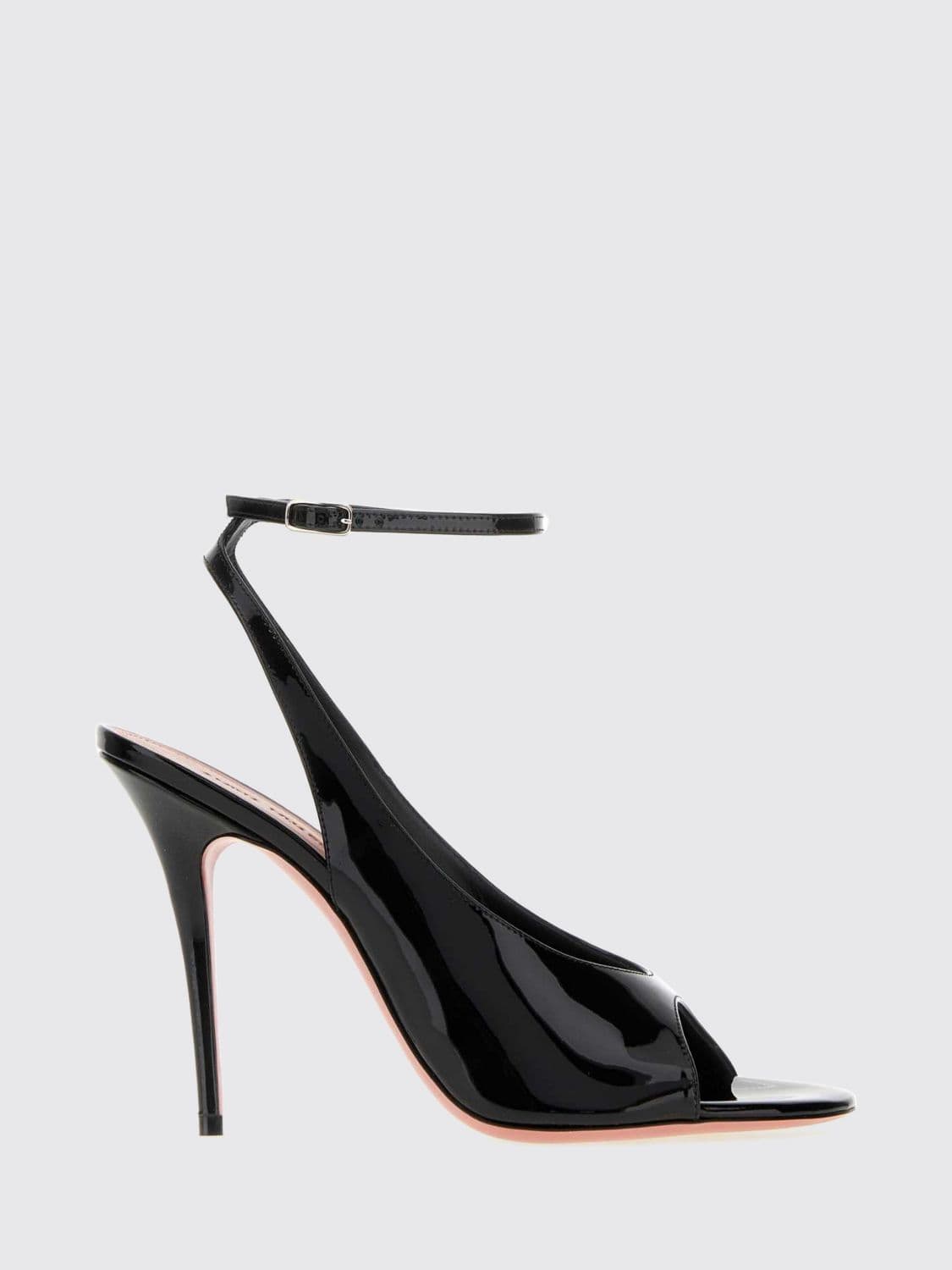 Amina Muaddi Anok Patent Leather Ankle-Strap Sandals