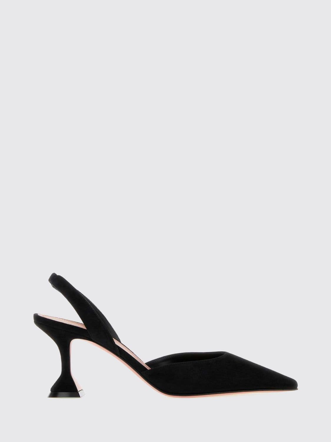 Amina Muaddi Holli Suede Slingback Pumps with Heel