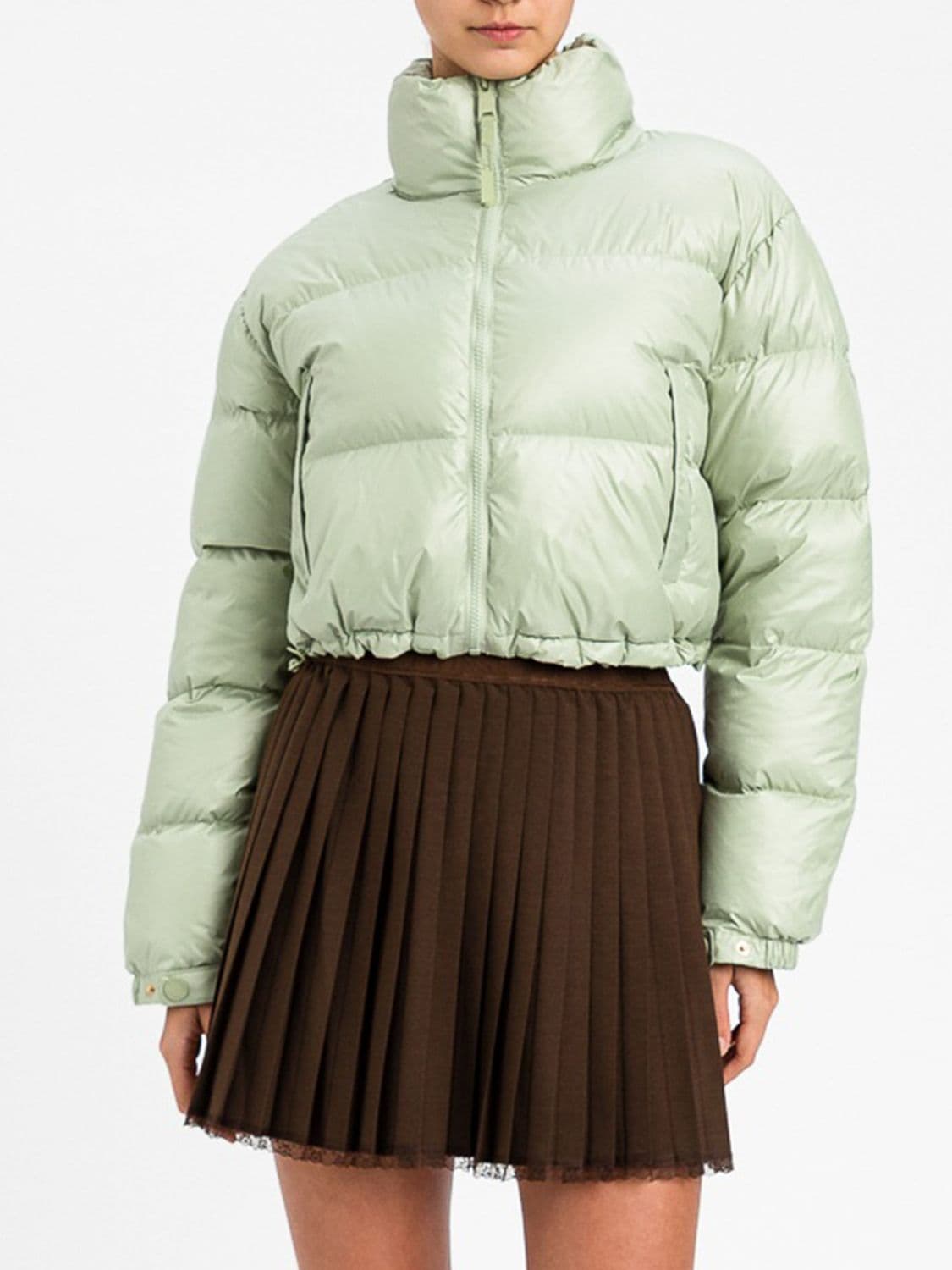 Twinset Short Quilted Puffer Jacket with High Neck and Zip Closure