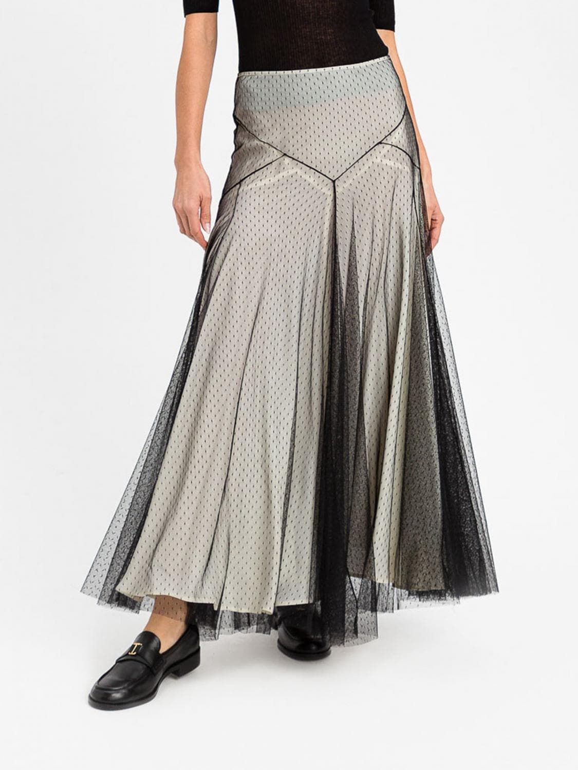 Twinset Houndstooth Tulle Full Long Skirt