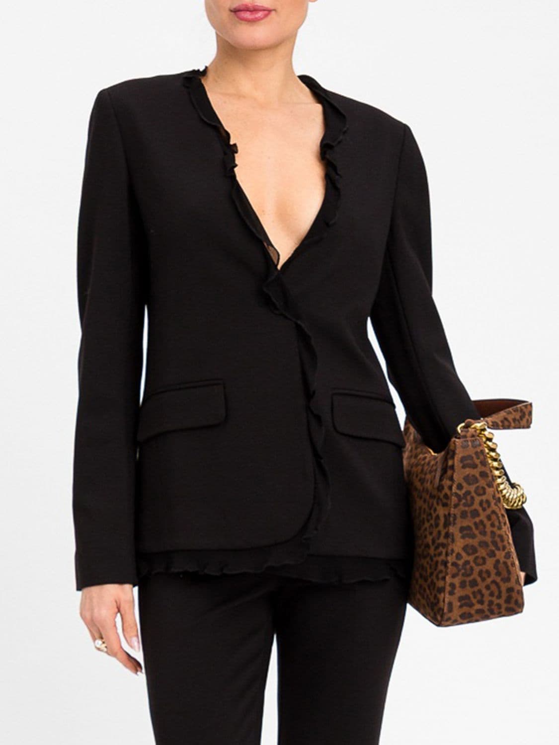 Twinset Cropped Blazer in Viscose Blend with Concealed Fastening