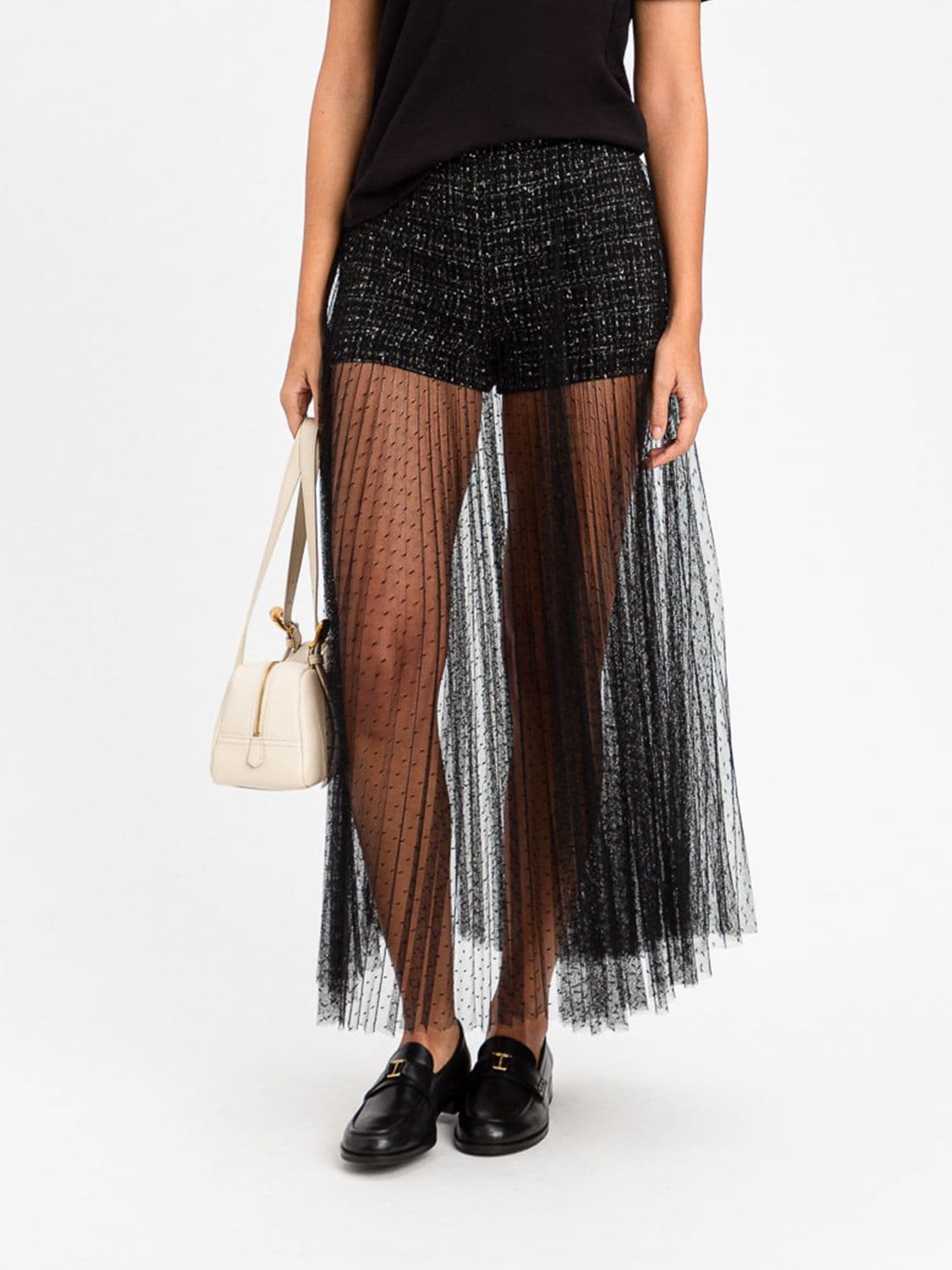 Twinset Full Tulle Midi Skirt with Integrated Culottes