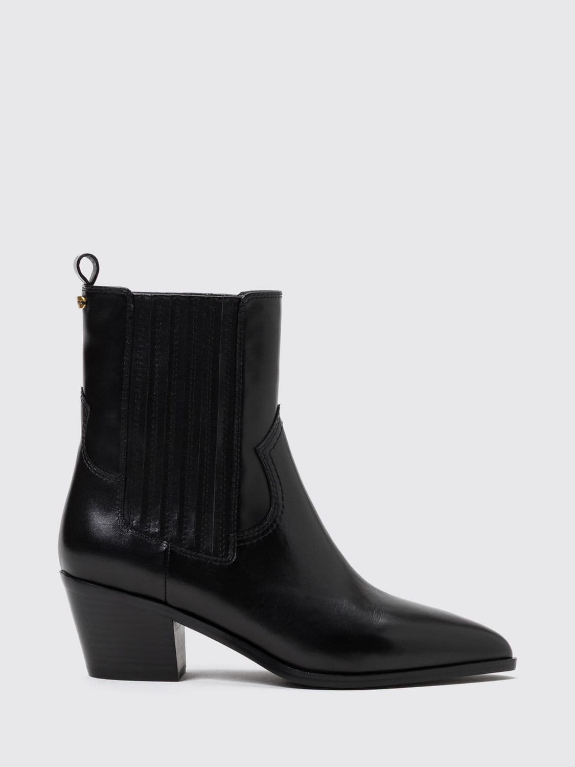 Twinset Smooth Leather Chelsea Boots with Elasticated Ankles and a Low Heel