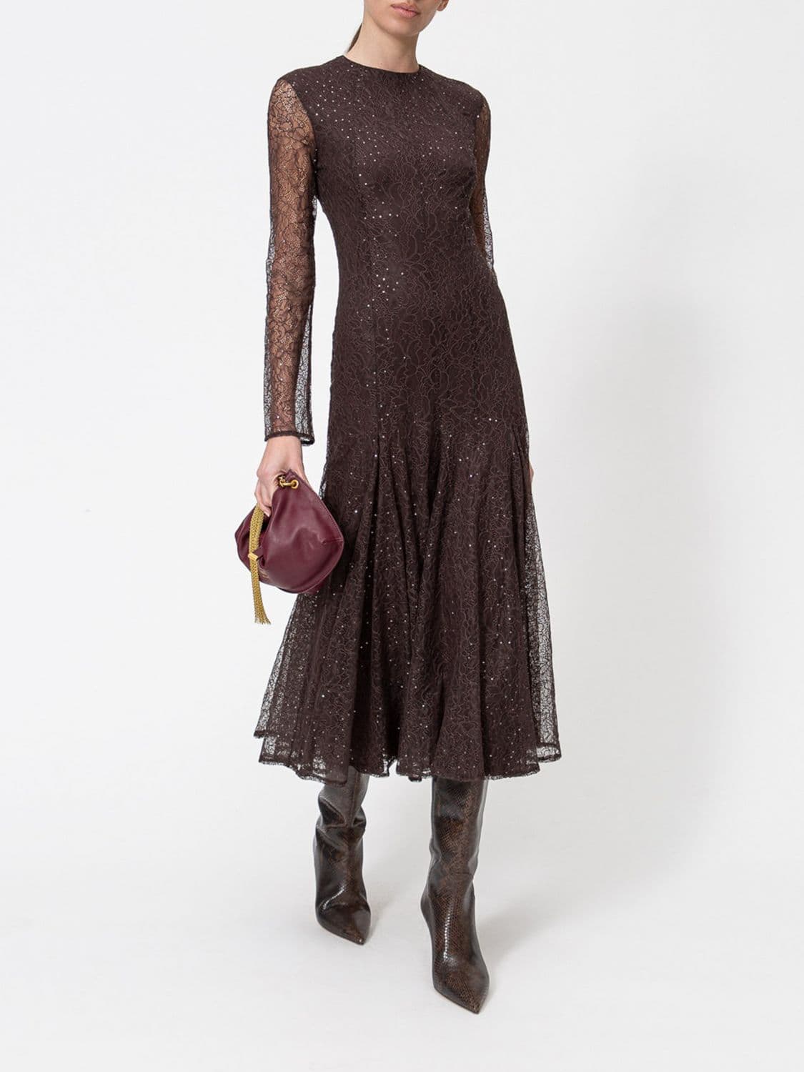Twinset Sequin-Embroidered Lace Midi Ceremony Dress