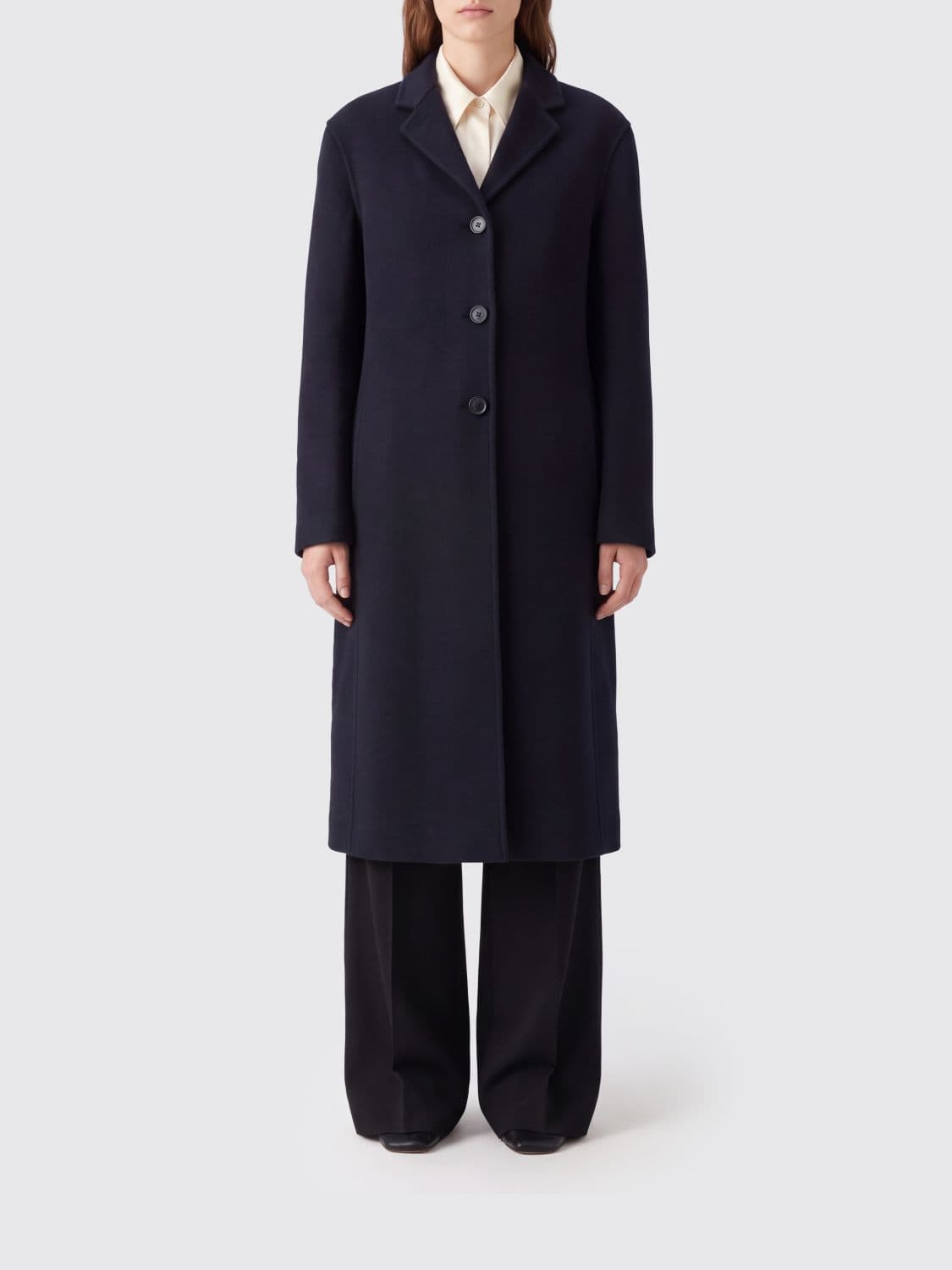 Jil Sander Single-Breasted Long Coat in Cashmere and Silk