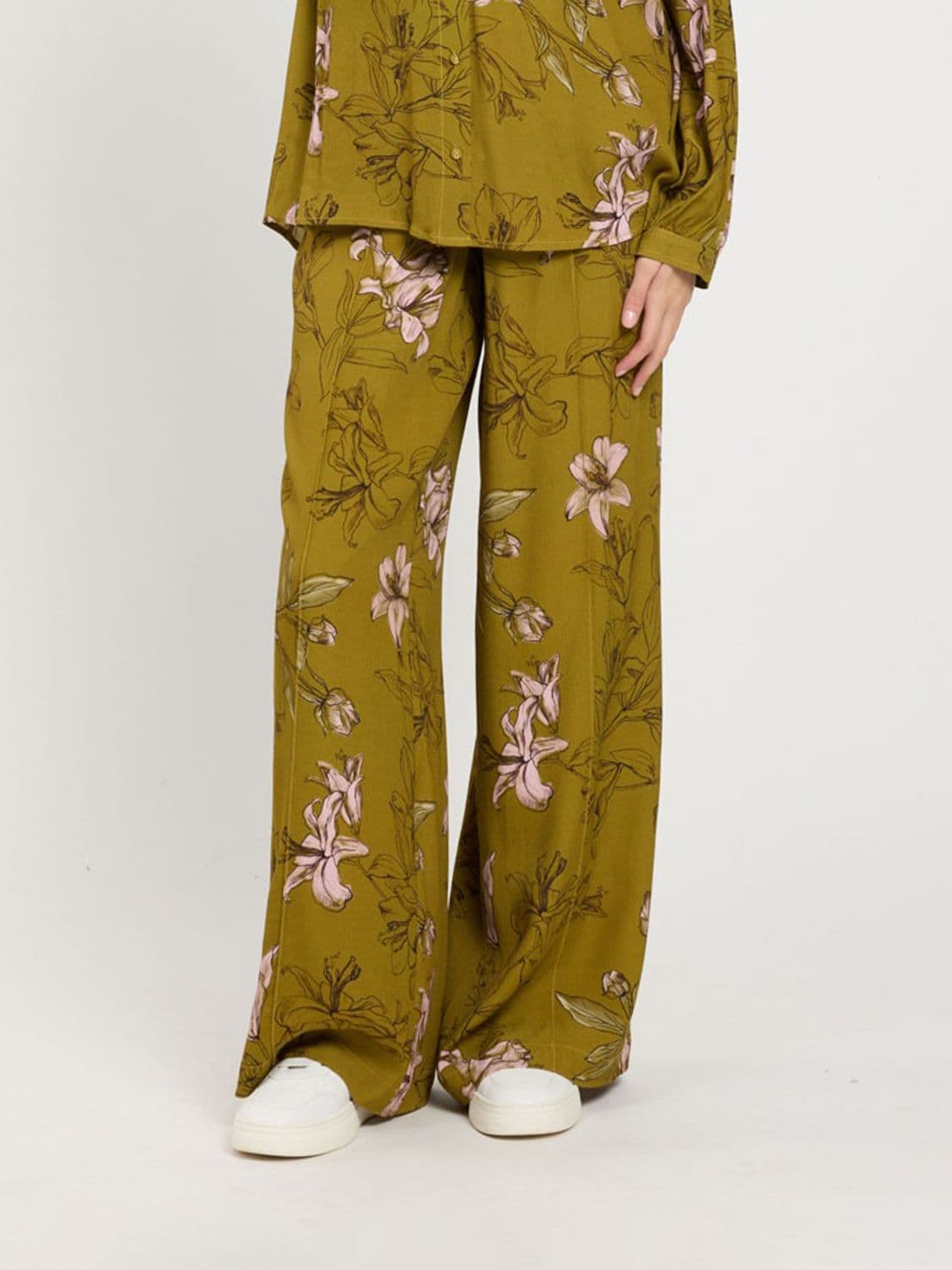 Twinset U & b High-Waisted Floral Print Viscose Palazzo Trousers