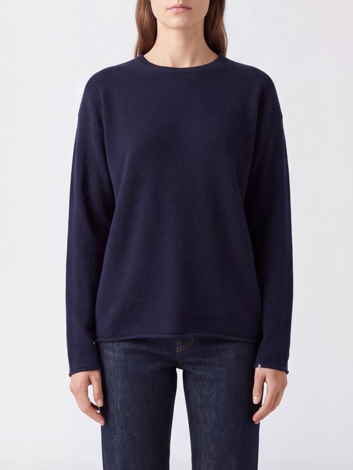 Extreme Cashmere Crew Neck Jumper in Cashmere Blend with Dropped Shoulders