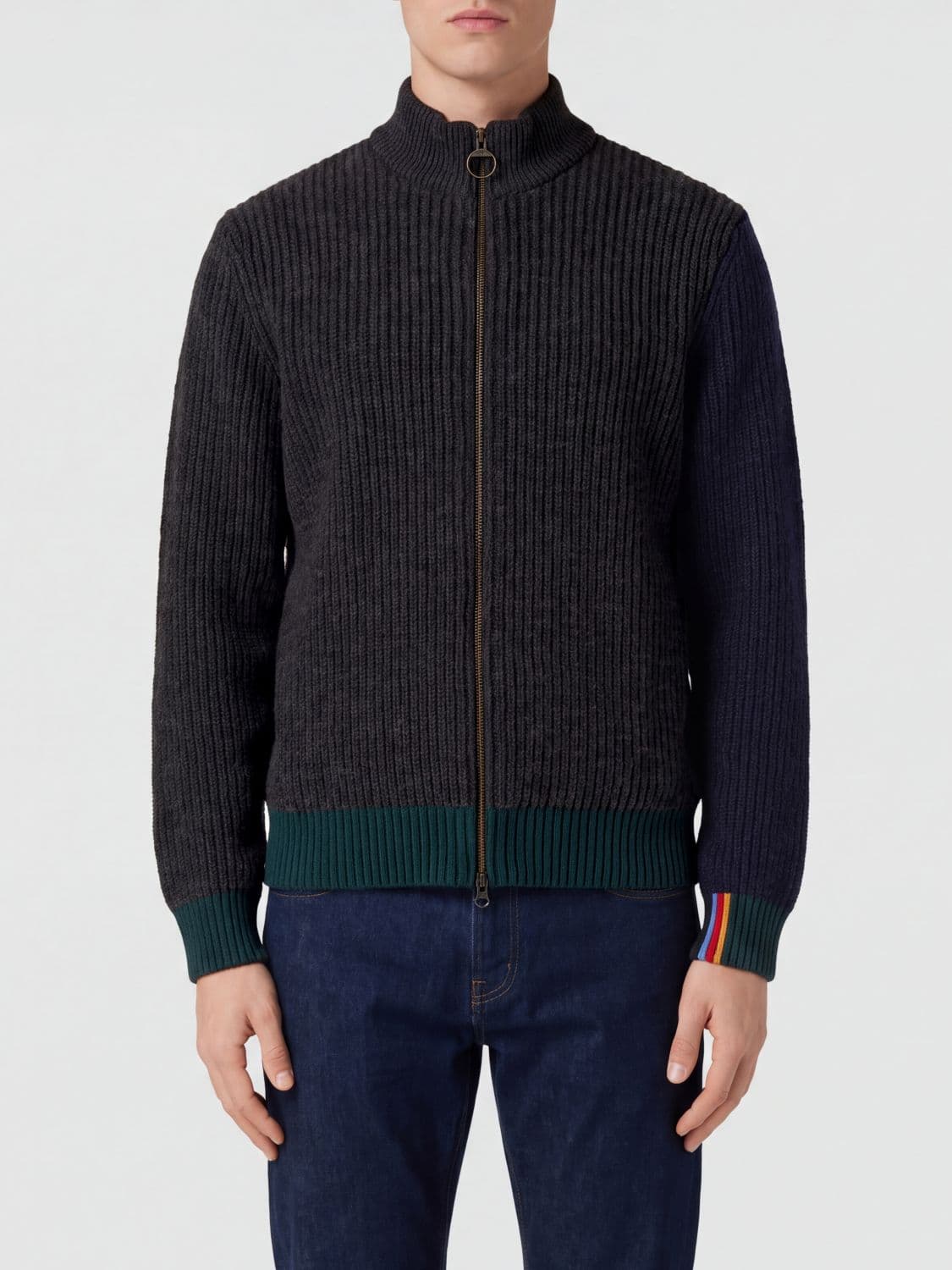 Barbour Wool Turtleneck Zip-Up Cardigan