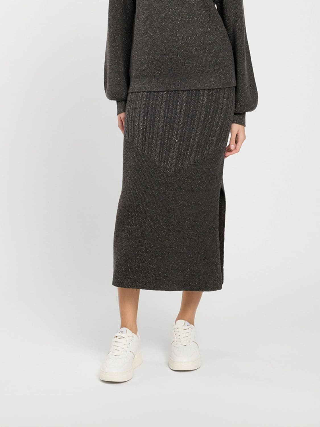 Twinset U & b Wool-Blend Knit Midi Pencil Skirt with Side Slit