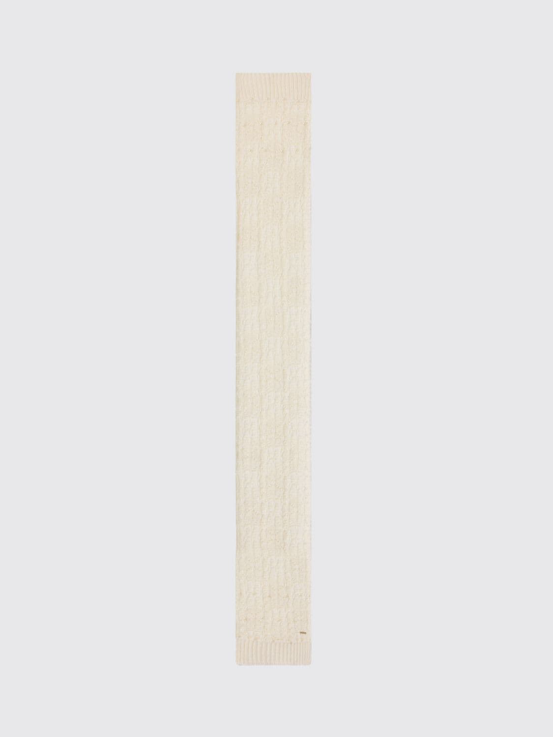 Twinset U & b Rectangular Knitted Wool Blend Scarf with Ribbed Edges