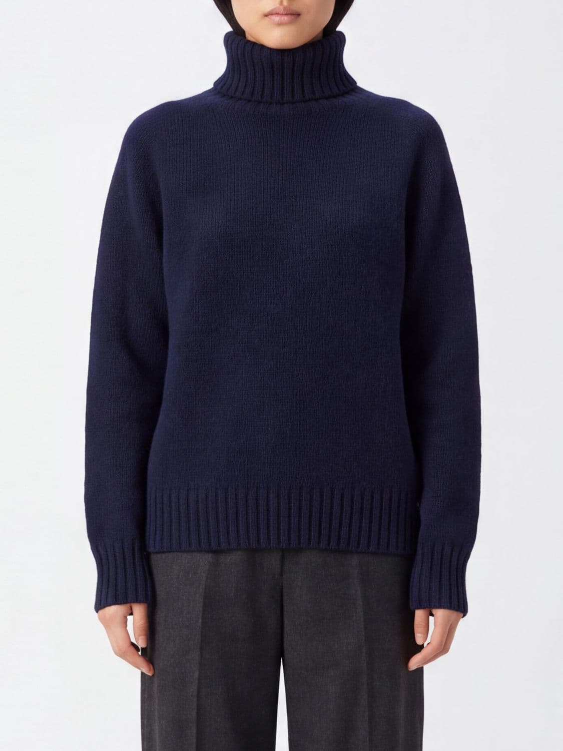 Drumohr Lambswool Turtleneck Jumper with Dropped Shoulders