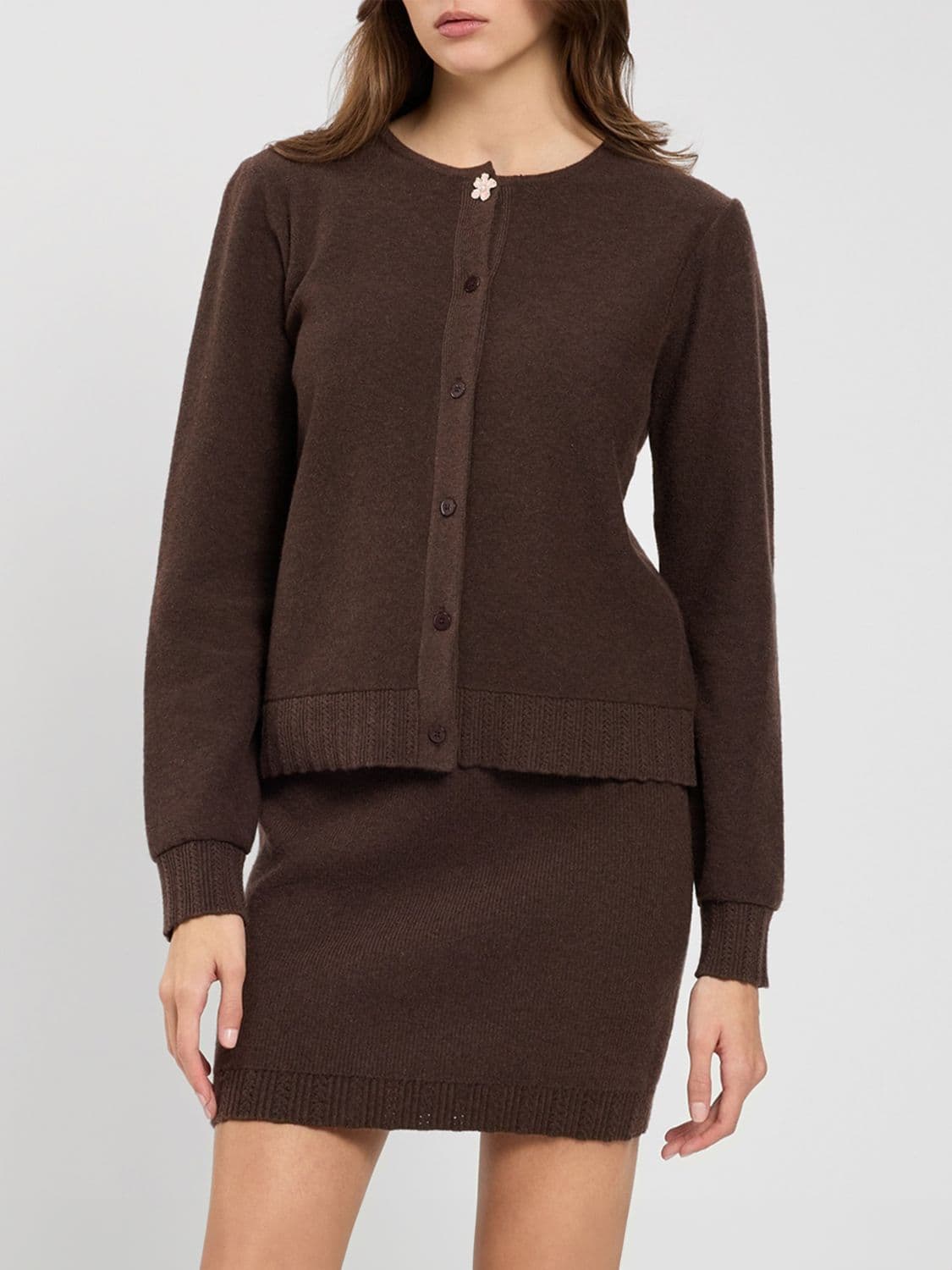 Twinset U & b Crewneck Cardigan in Wool, Silk and Cotton Blend