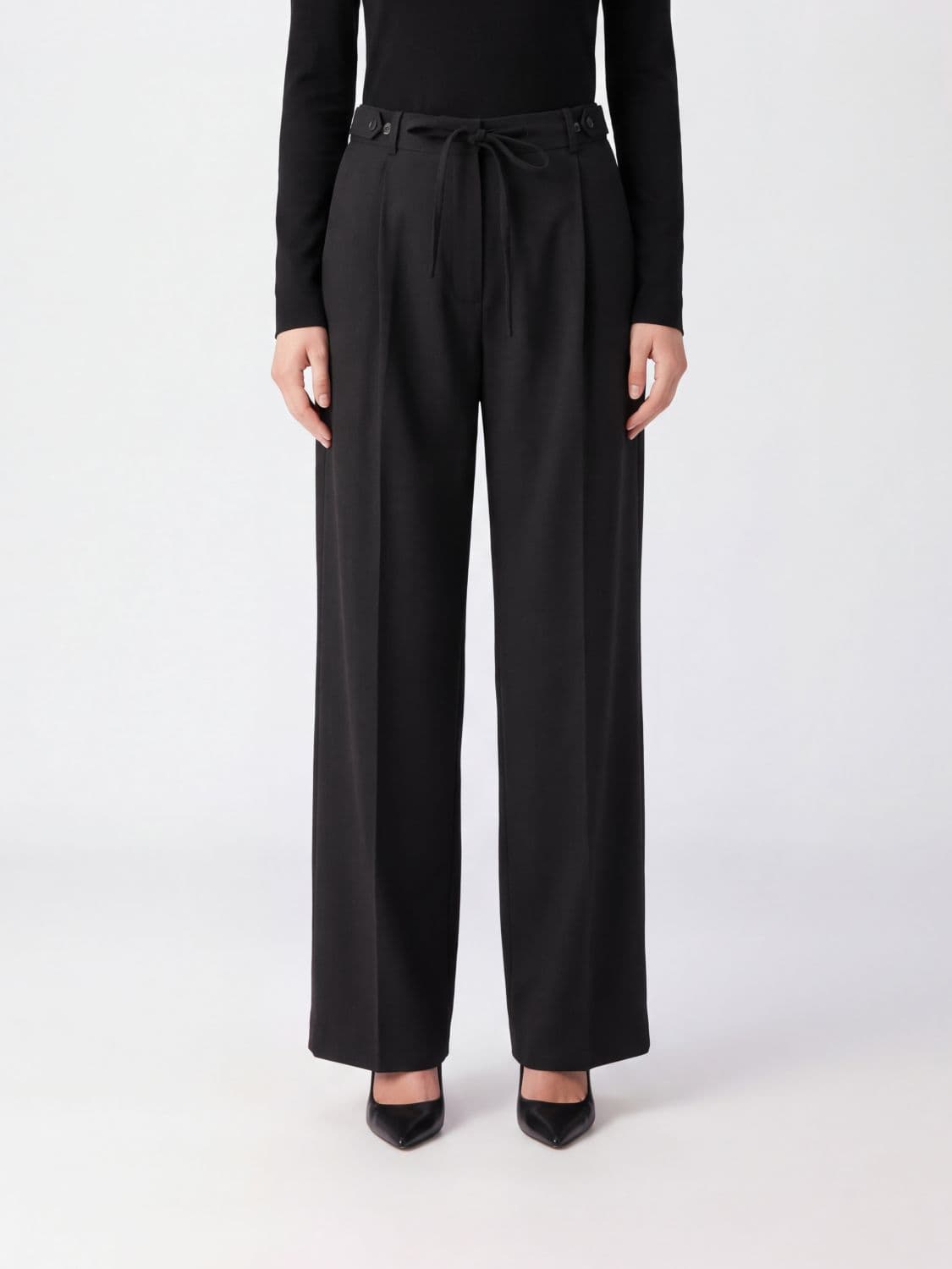 Tela Virgin Wool Wide-Leg Trousers with Drawstring Waist