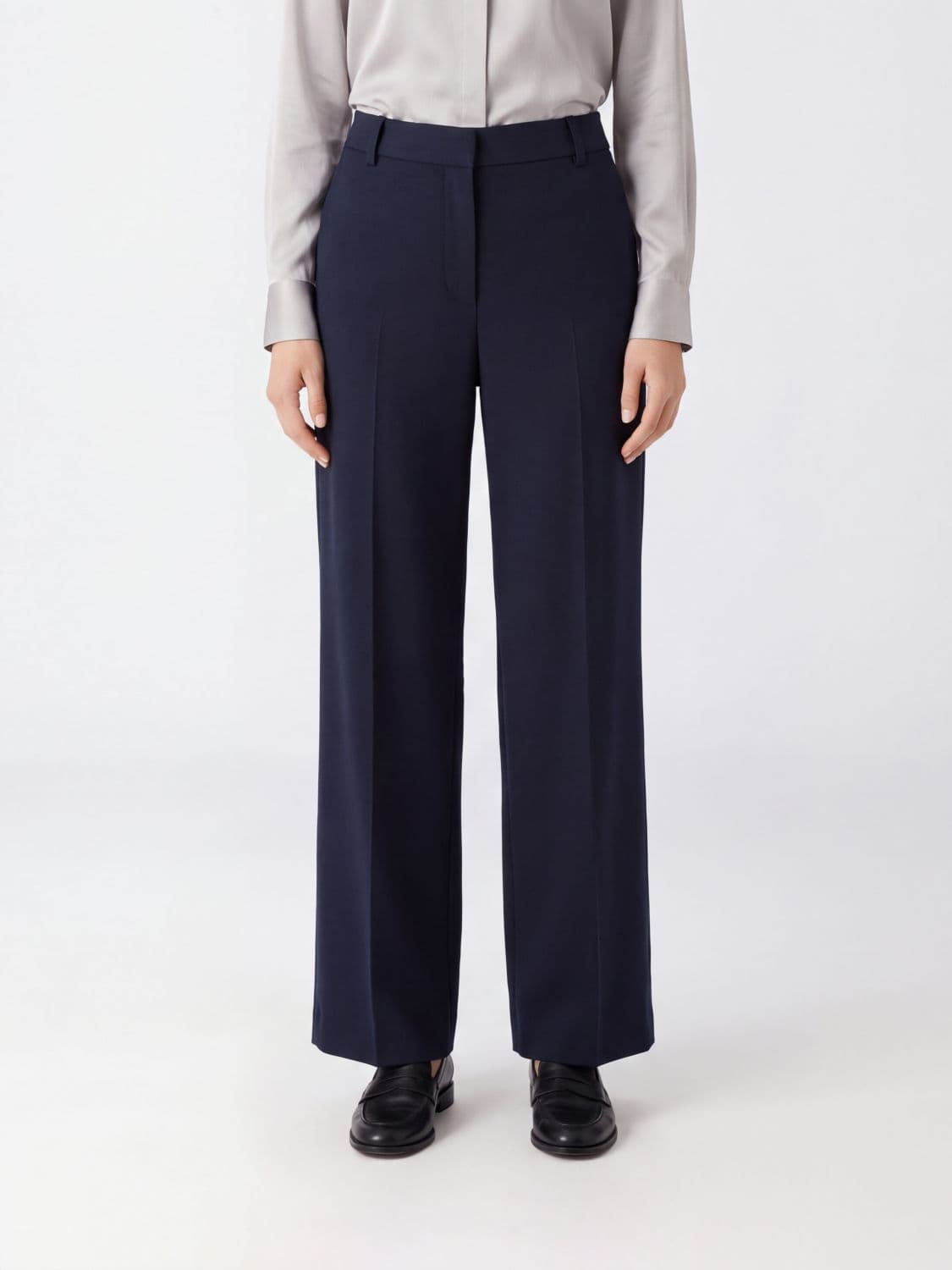 Tela Wide-Leg Pleated Sartorial Trousers in Wool Blend