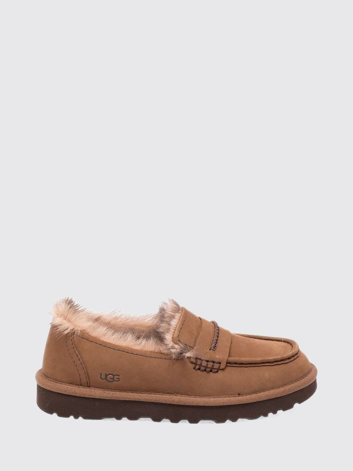 Ugg Ellis Nubuck Leather Penny Loafers with Shearling Lining