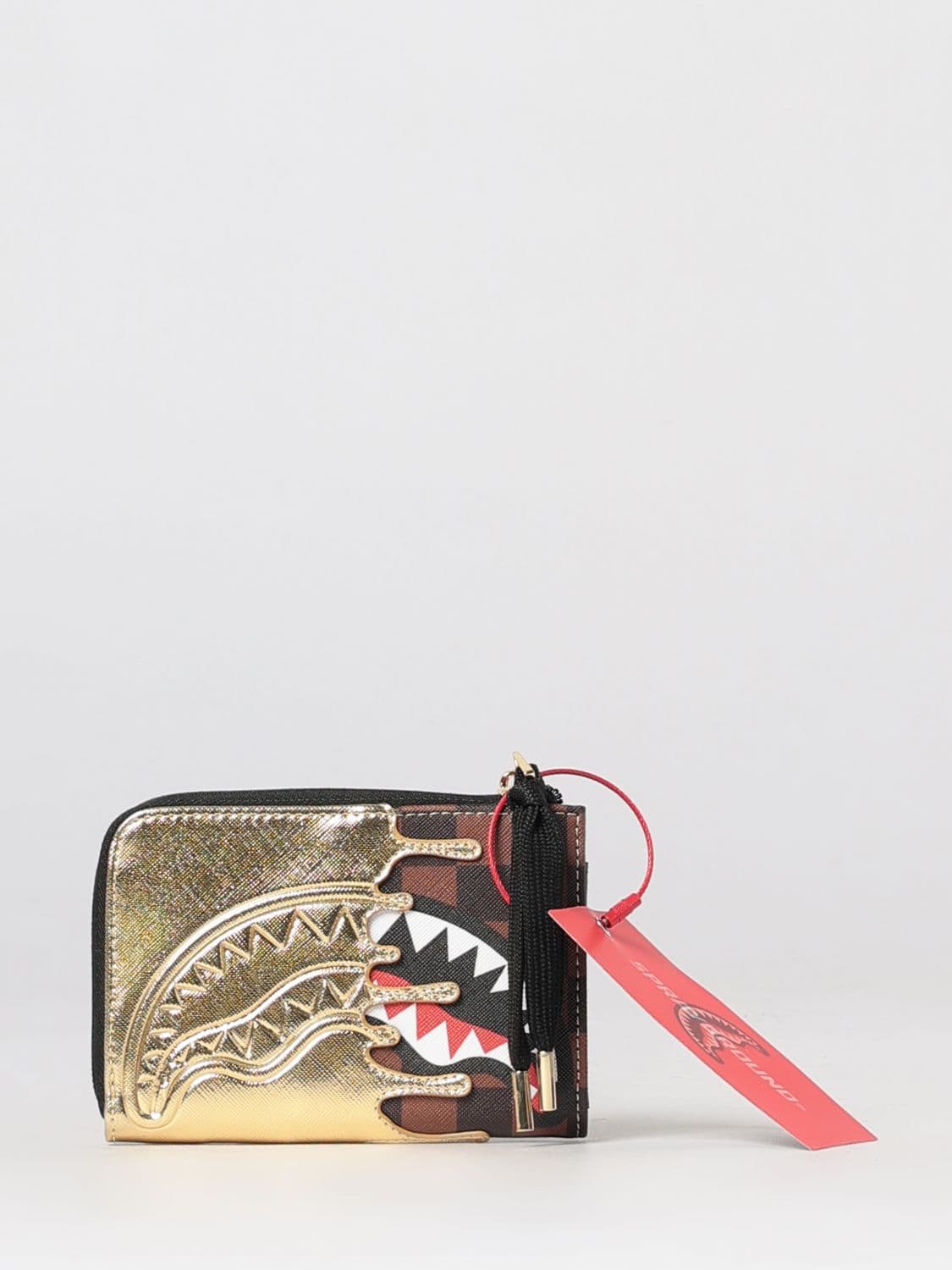 Sprayground Zip Wallet in Coated Cotton with Two-Tone Check Pattern