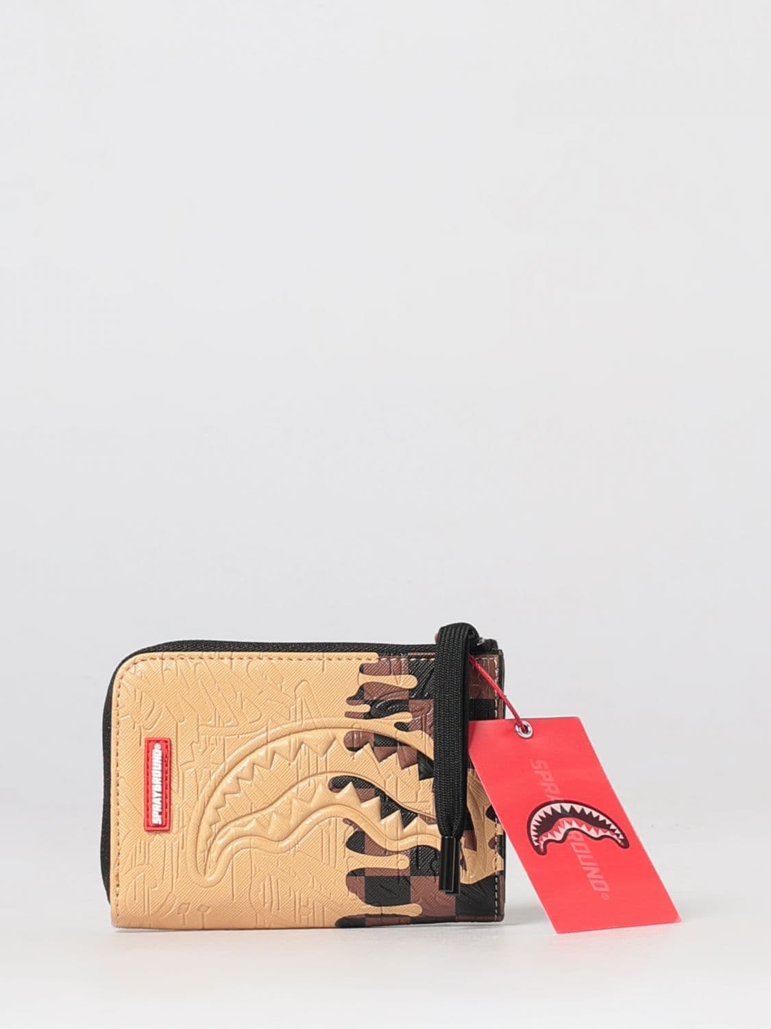 Sprayground Zip Wallet in Coated Cotton with Check Pattern