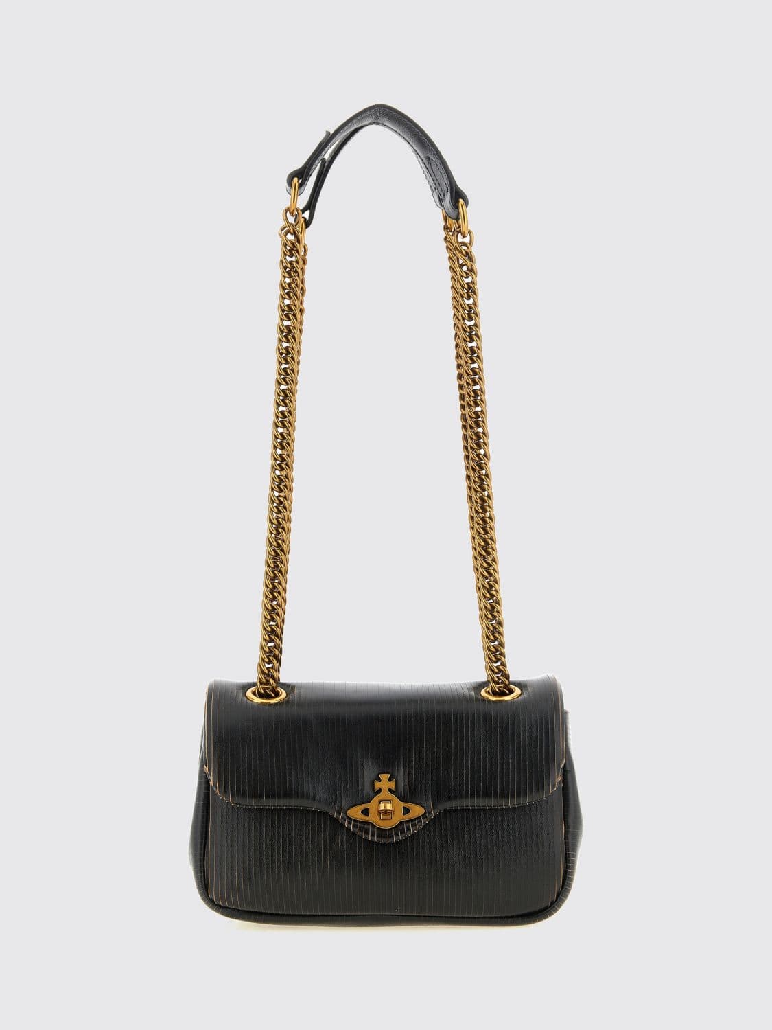 Vivienne Westwood Embossed Leather Mini Shoulder Bag with Orb Logo