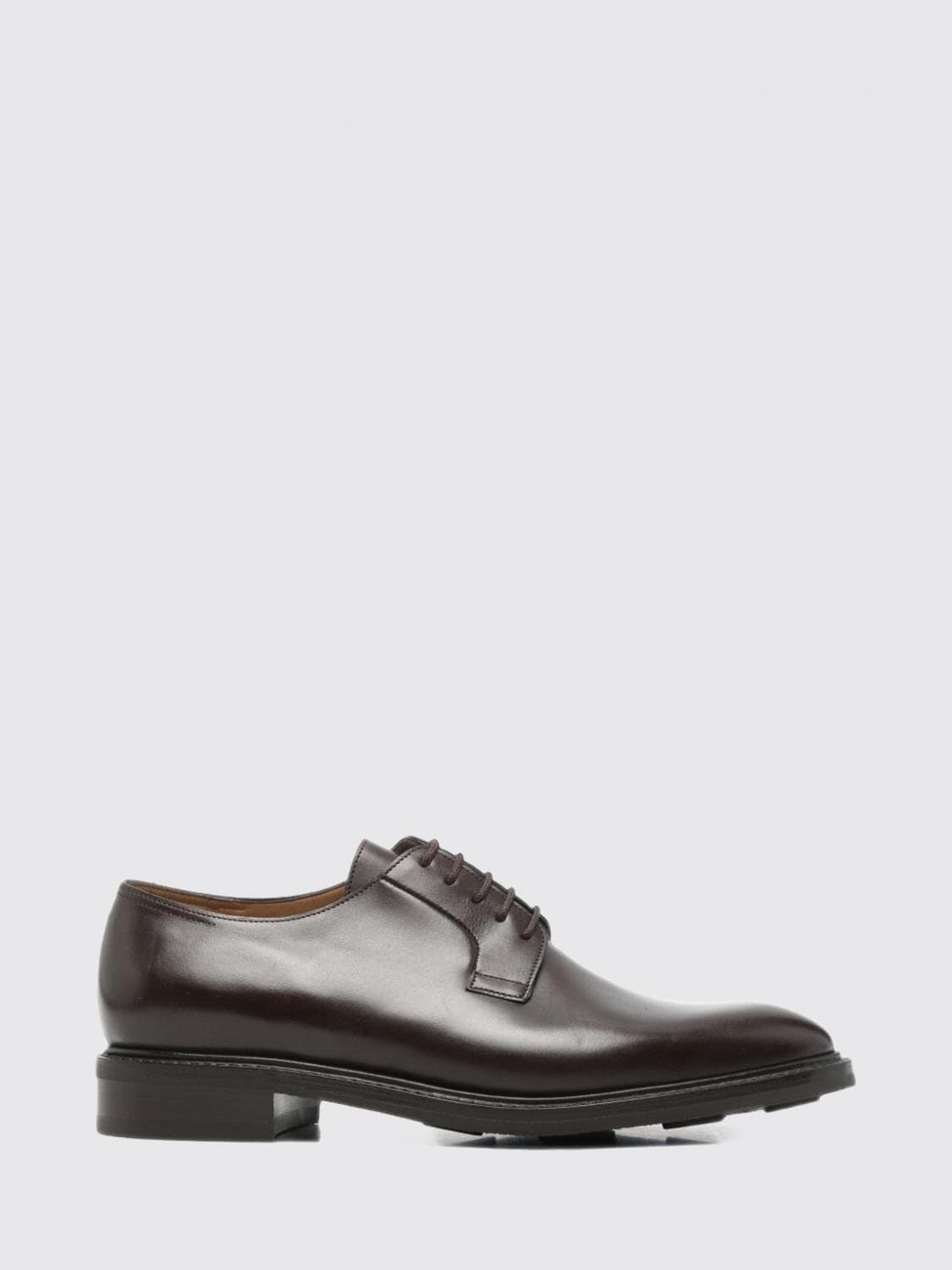 John Lobb Smooth Leather Derby Shoes with Round Toe and Rubber Sole