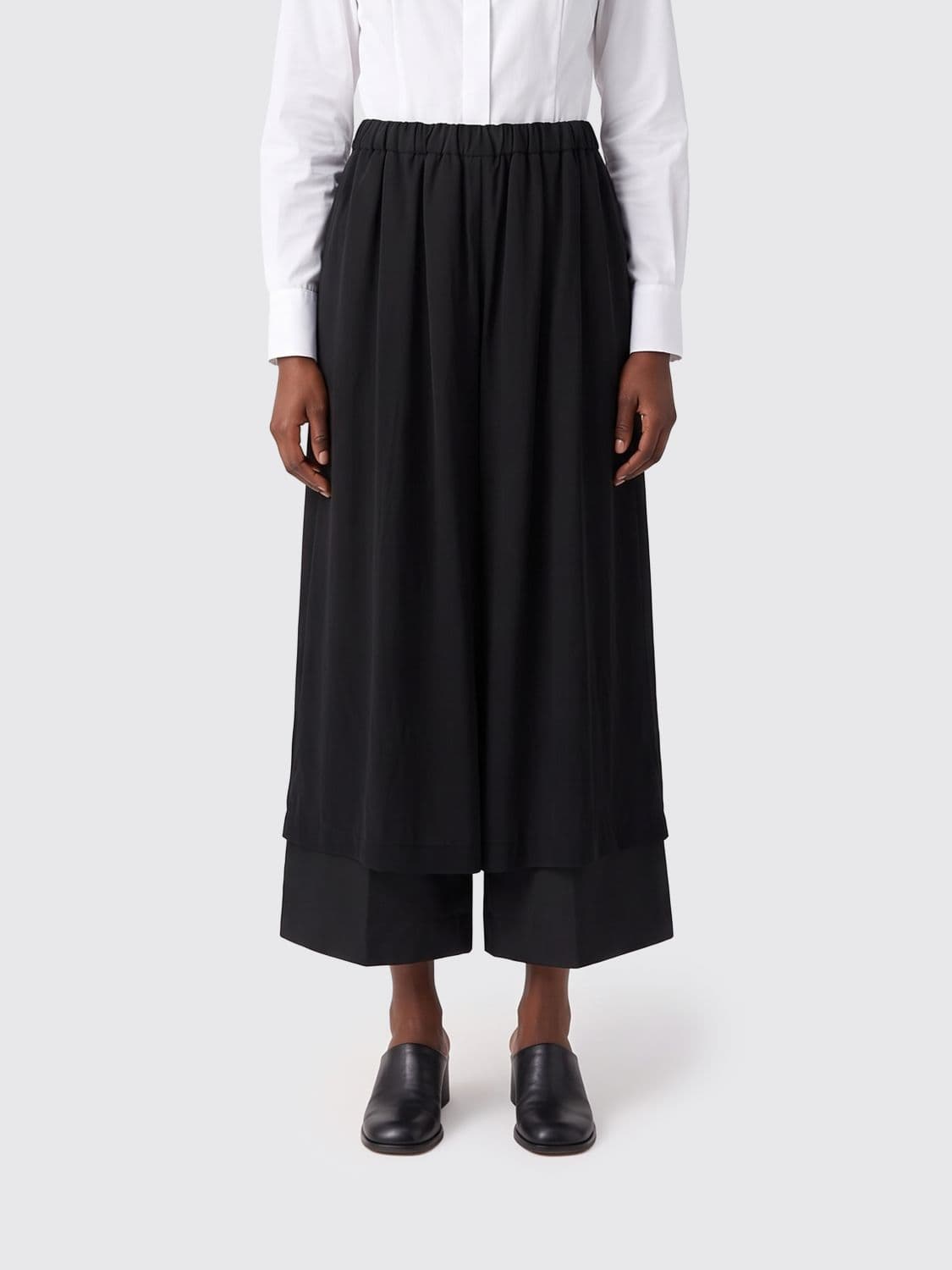 Comme Des Garçons Double-Layer Wide-Leg Trousers in Wool and Taffeta