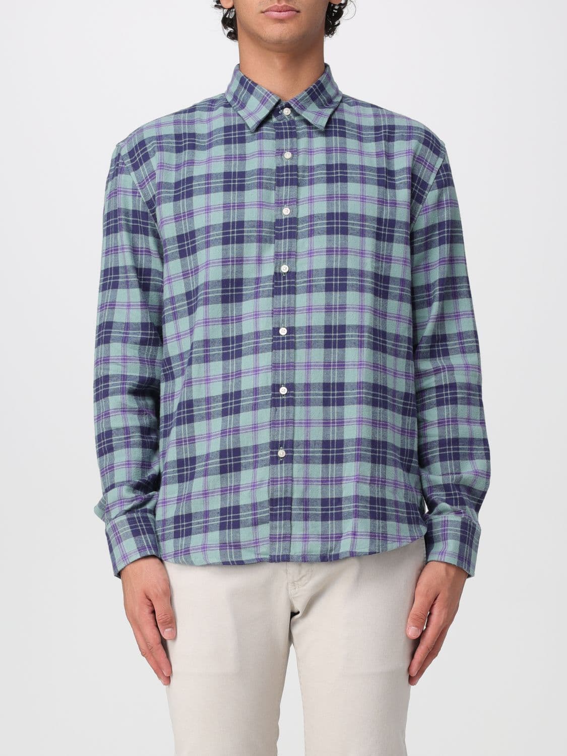 La Martina Long-Sleeved Check Cotton Shirt with French Collar