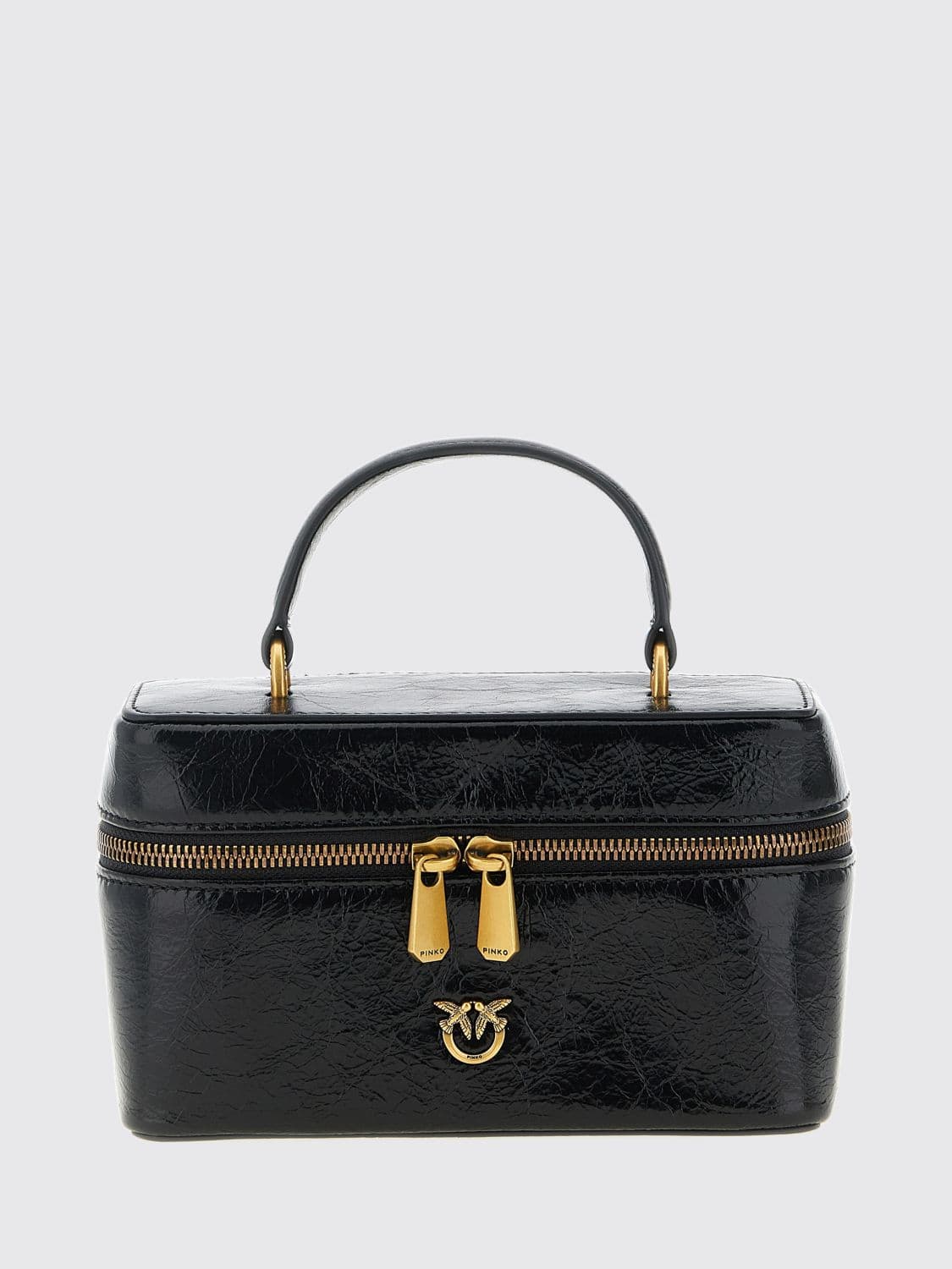Pinko Crush Leather Mini Handbag with Metal Love Birds Logo