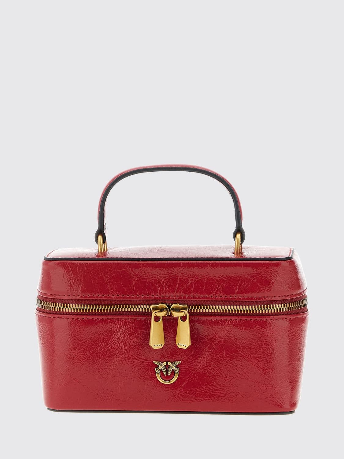 Pinko Crush Leather Mini Handbag with Metal Love Birds Logo