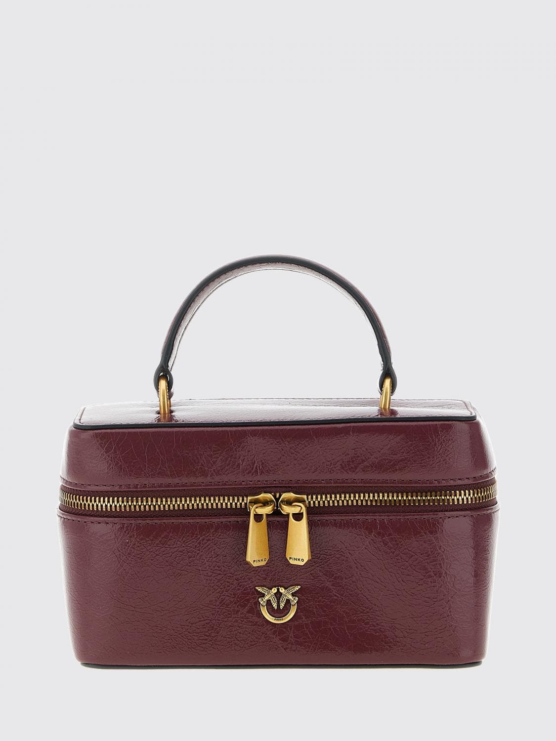 Pinko Crush Leather Mini Handbag with Metal Love Birds Logo