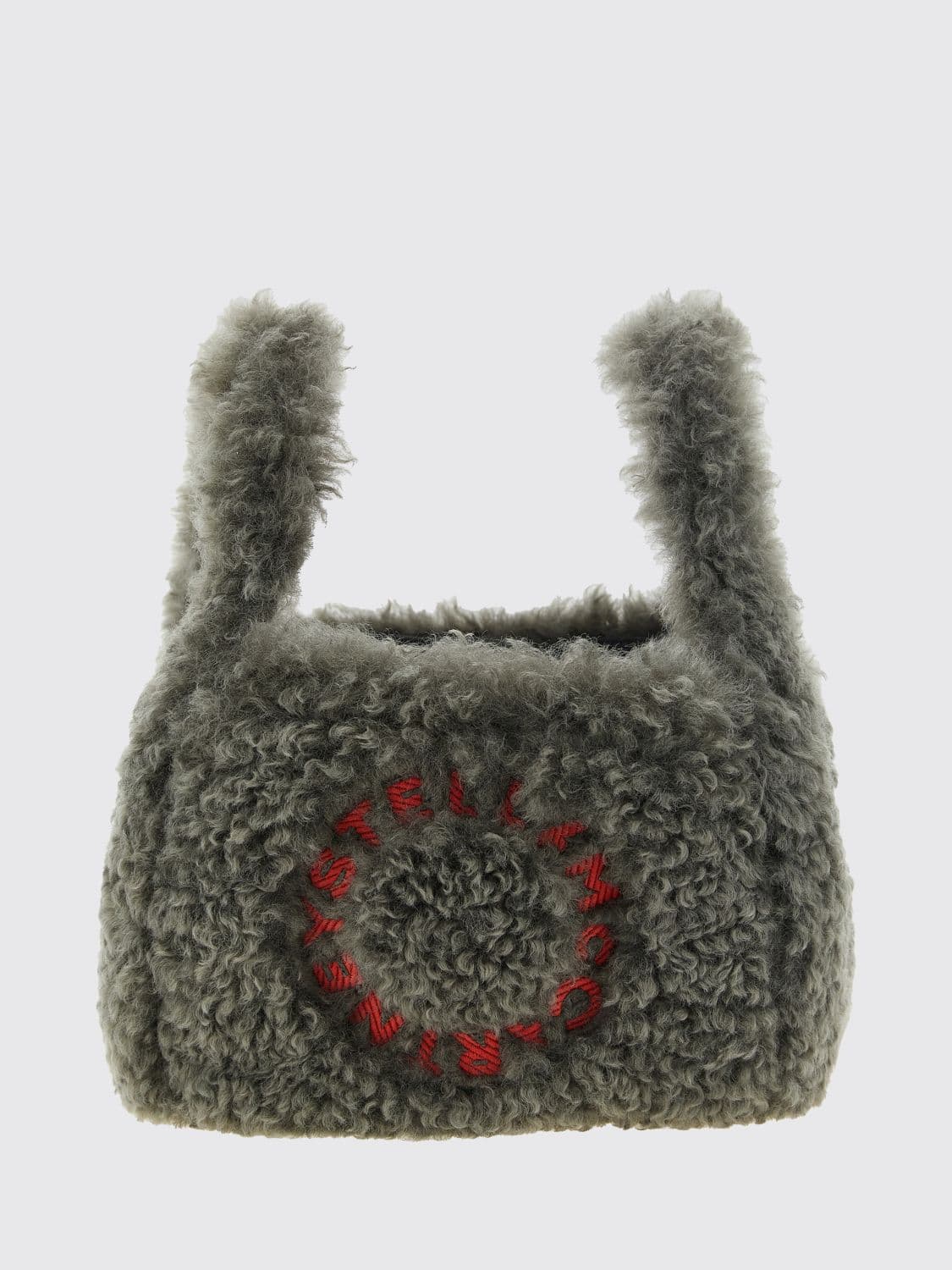 Stella Mccartney Vegan Shearling Mini Handbag with Embroidered Logo