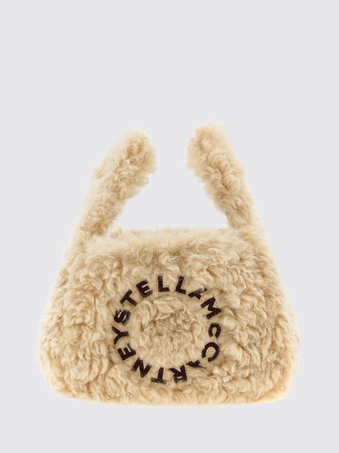 Stella Mccartney Vegan Shearling Mini Handbag with Embroidered Logo