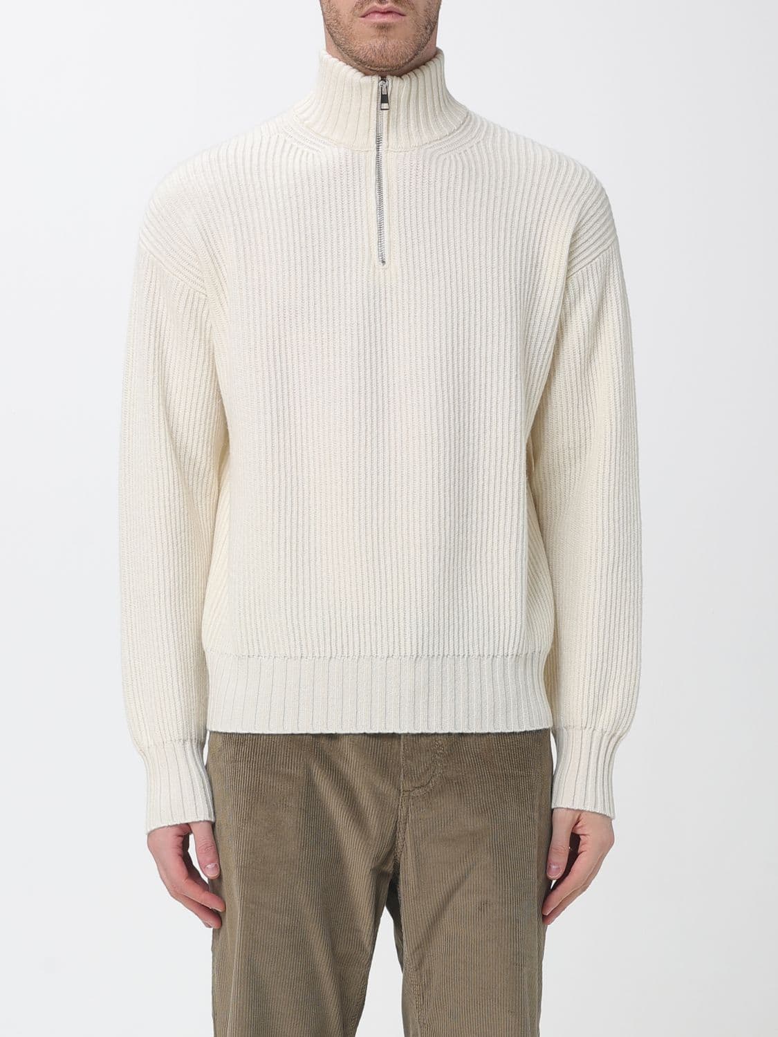 Diana Studio Two-Tone Cotton Half-Zip Roll Neck Jumper
