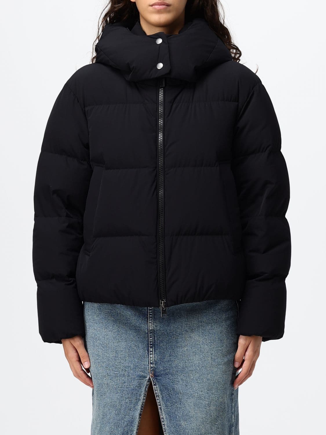 Woolrich Madison Quilted Nylon Down Jacket with a removable hood