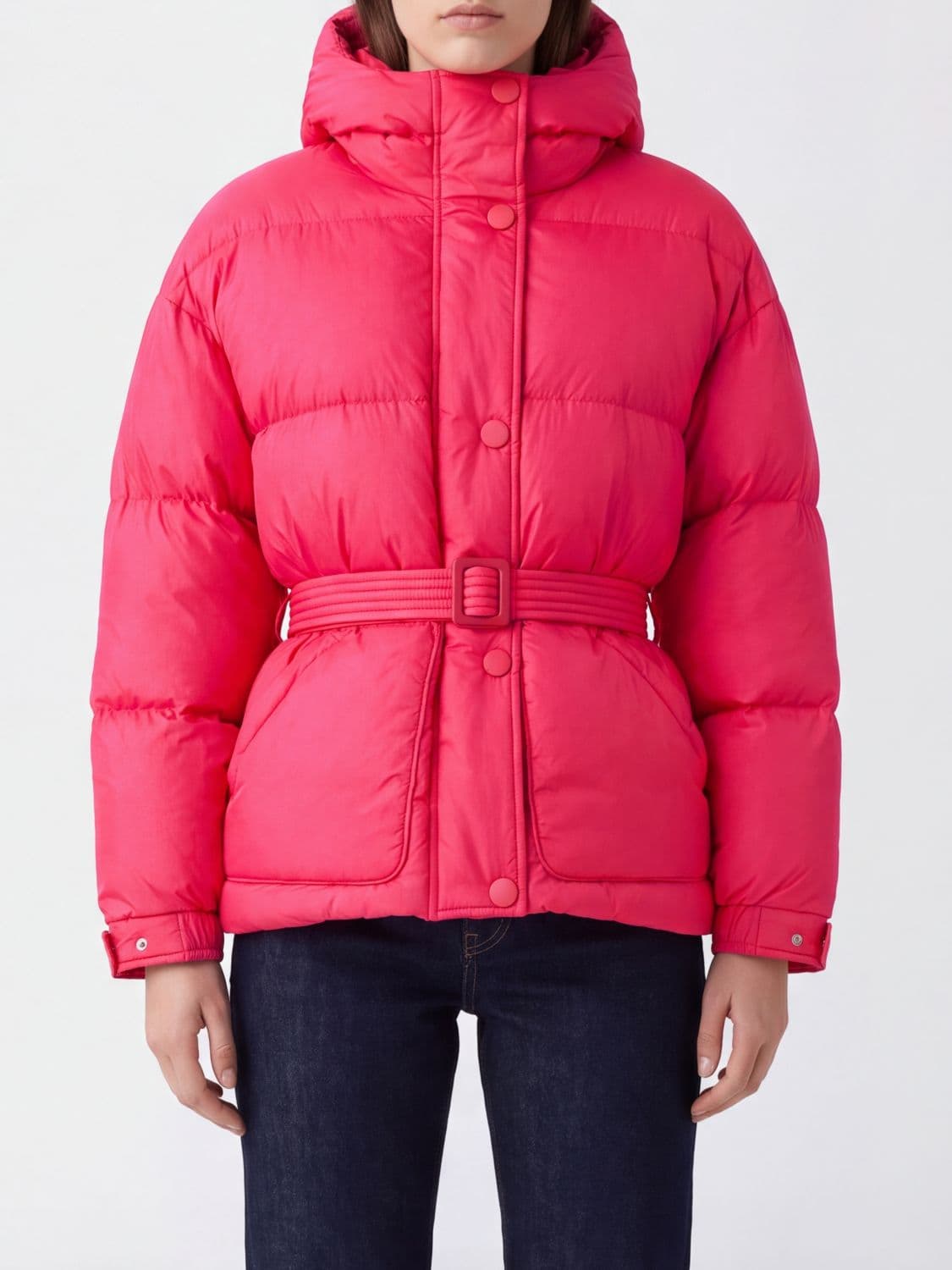 Ienki Ienki Bear Michlin Nylon Puffer Jacket with Ears Hood and Belt